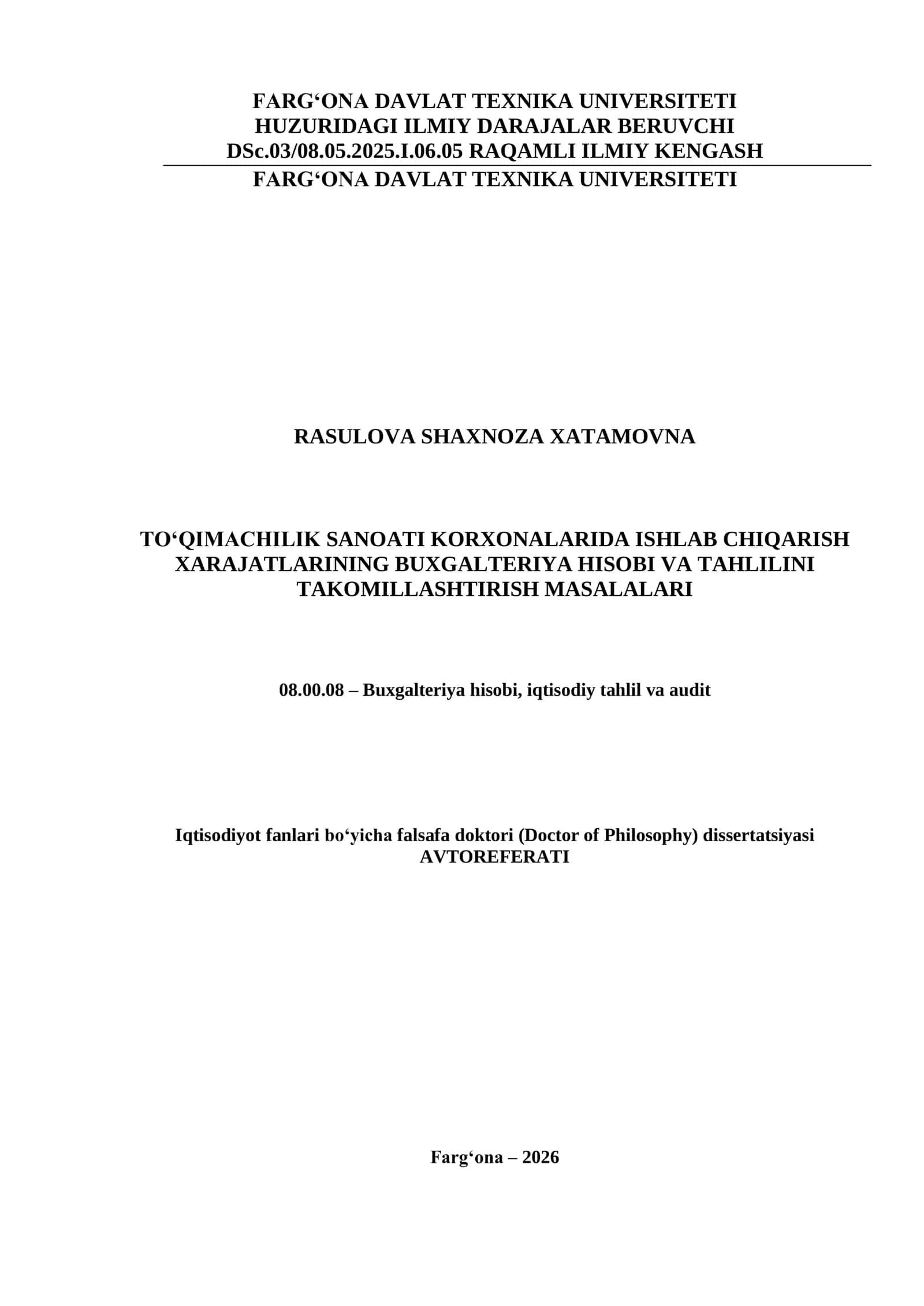 Doktor dissertationi avtoreferati 1