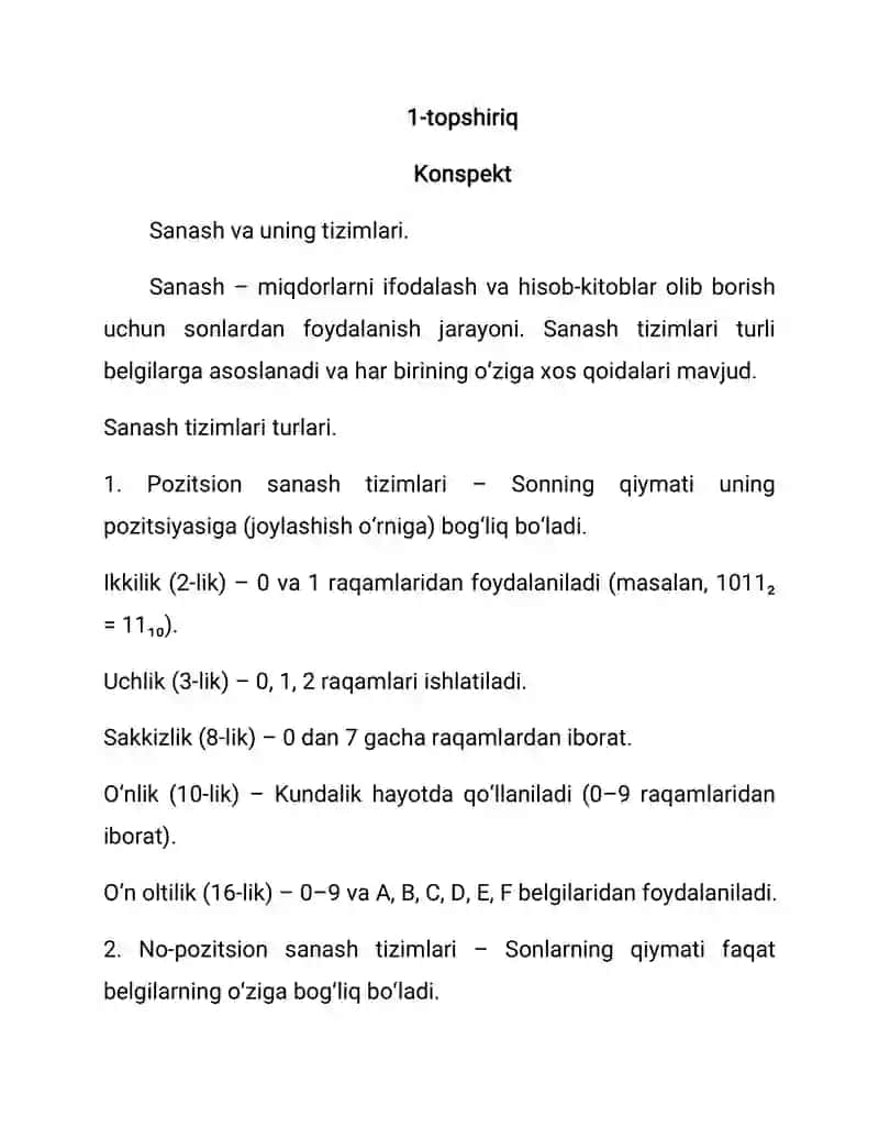 Sanash va uning tizimlari