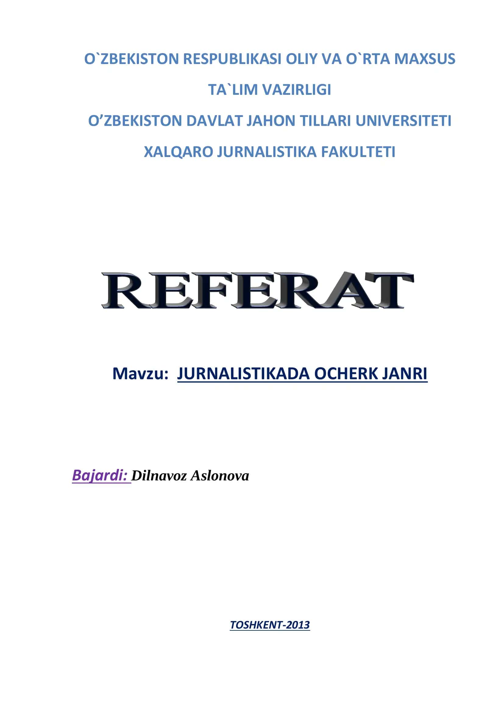 JURNALISTIKADA OCHERK JANRI 1