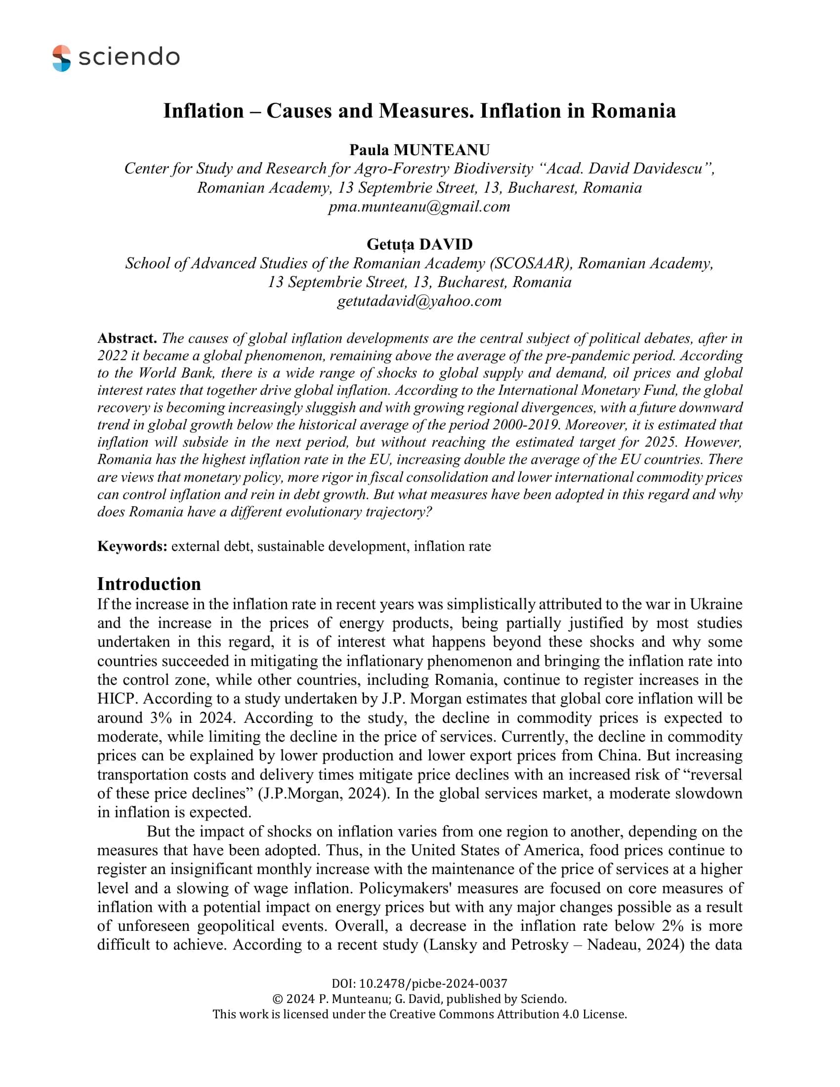 Inflation – Causes and Measures. Inflation in Romania 1