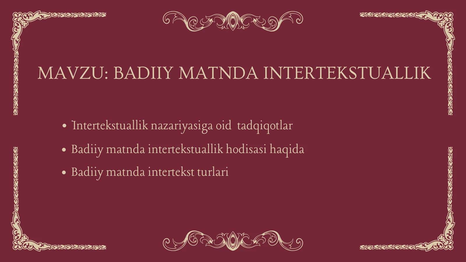 BADIIY MATNDA INTERTEKSTUALLIK 1