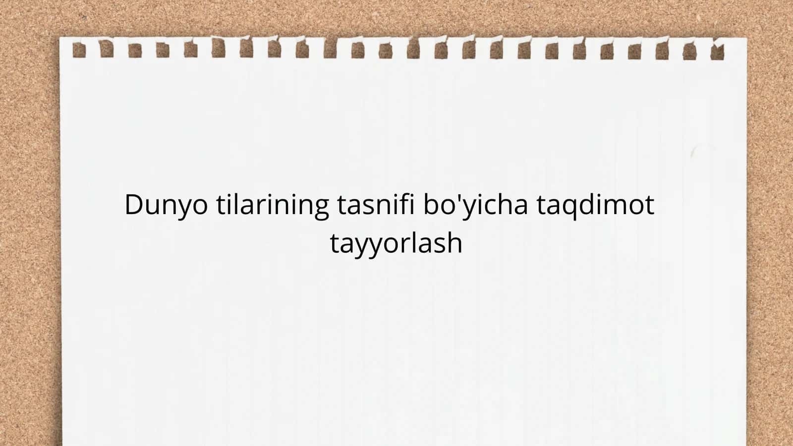 Dunyo tilarining tasnifi 1