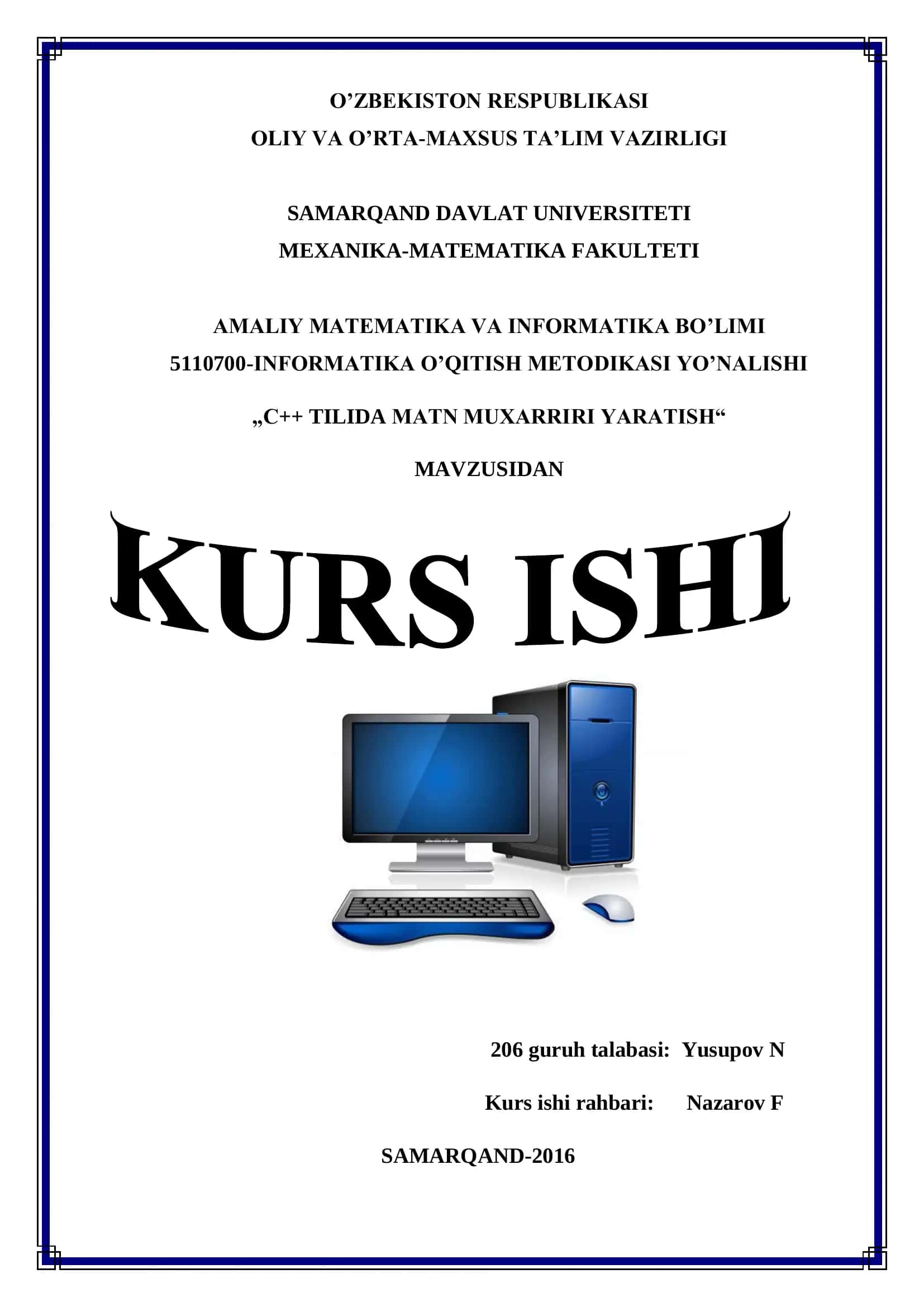 „С++ TILIDA MATN MUXARRIRI YARATISH“ 1