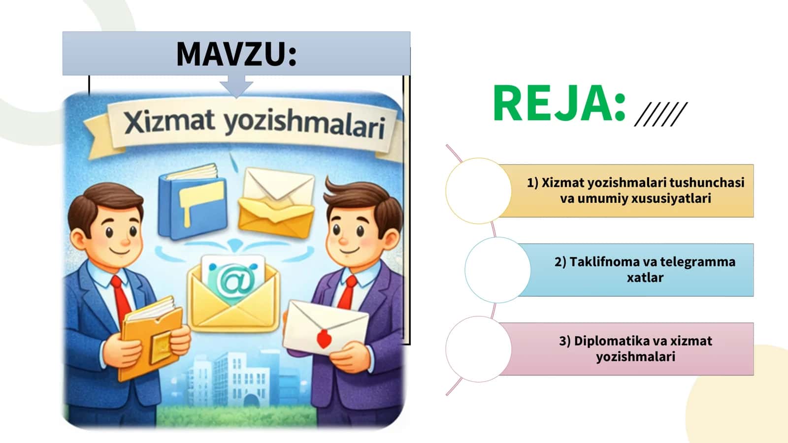 Xizmat yozishmalari 1