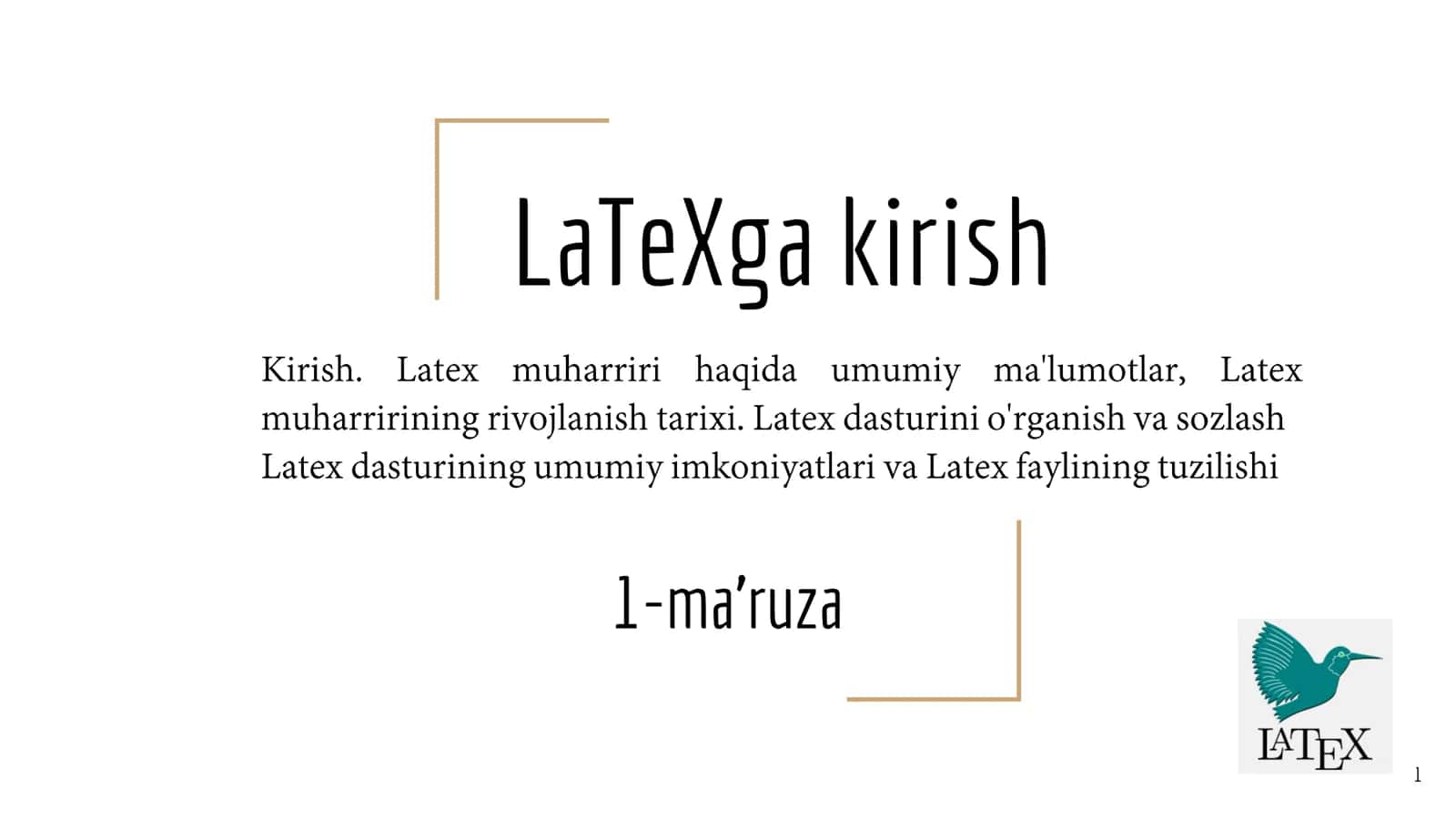 LaTeXga kirish 1