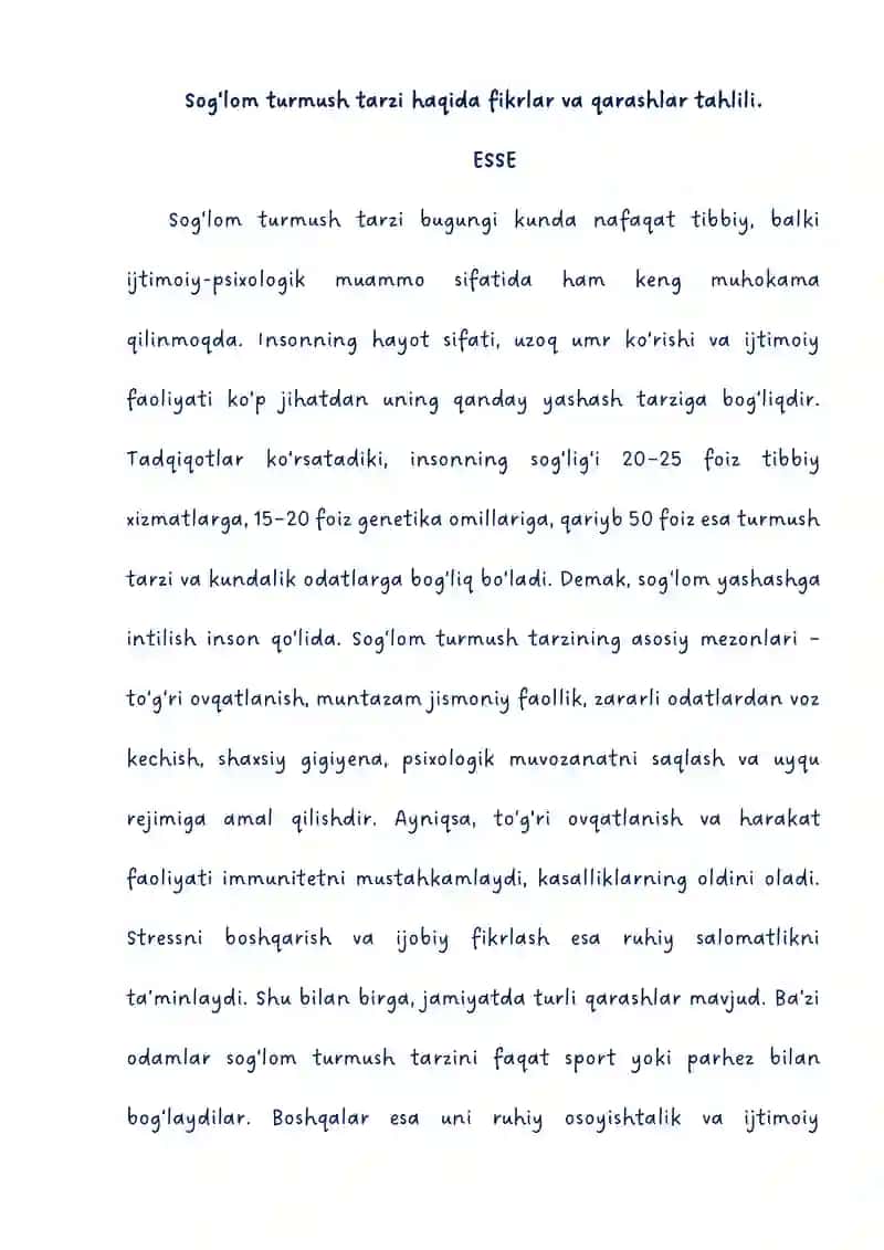 Sog‘lom turmush tarzi