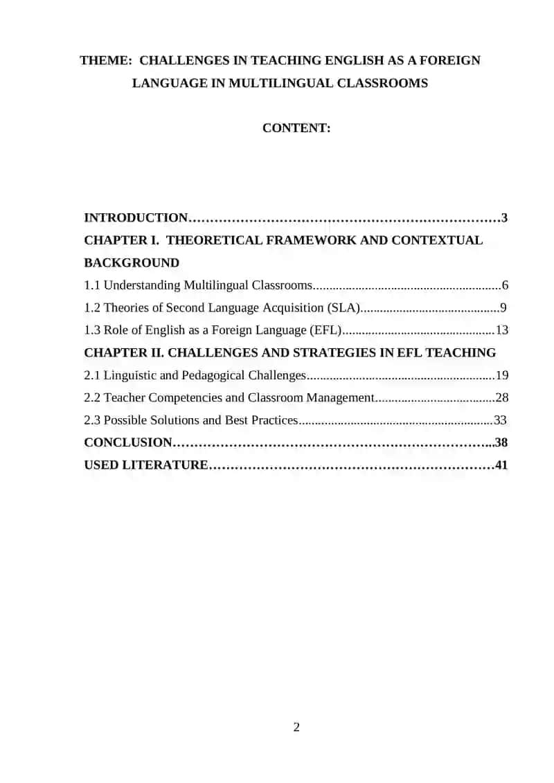 Challenges in Teaching English as a Foreign Language in Multilingual Classrooms