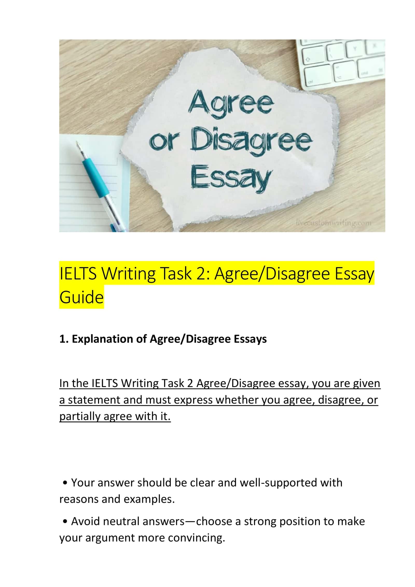 IELTS Writing Task 2: Agree/Disagree Essay 1