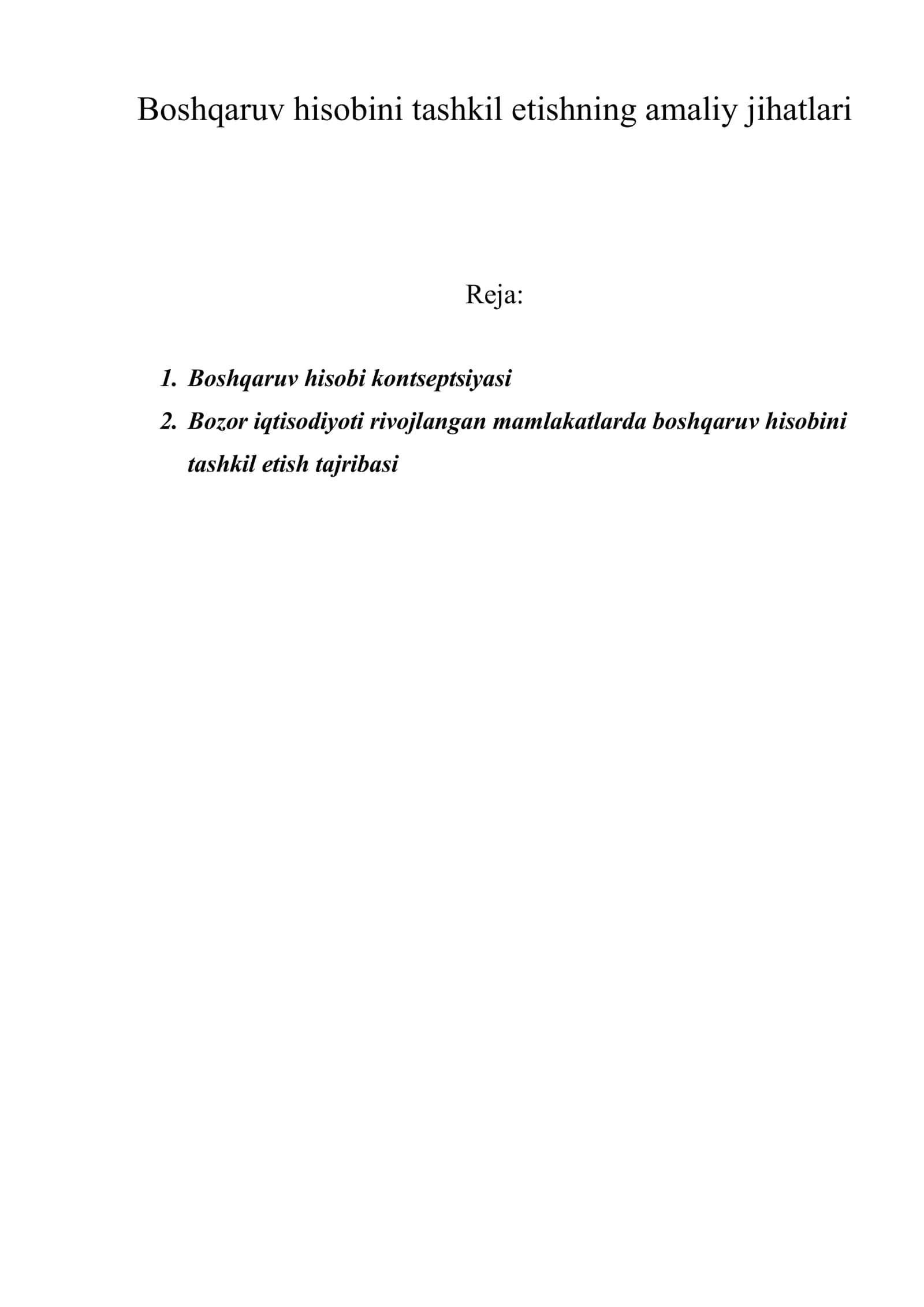 Boshqaruv hisobini tashkil etishning amaliy jihatlari 1