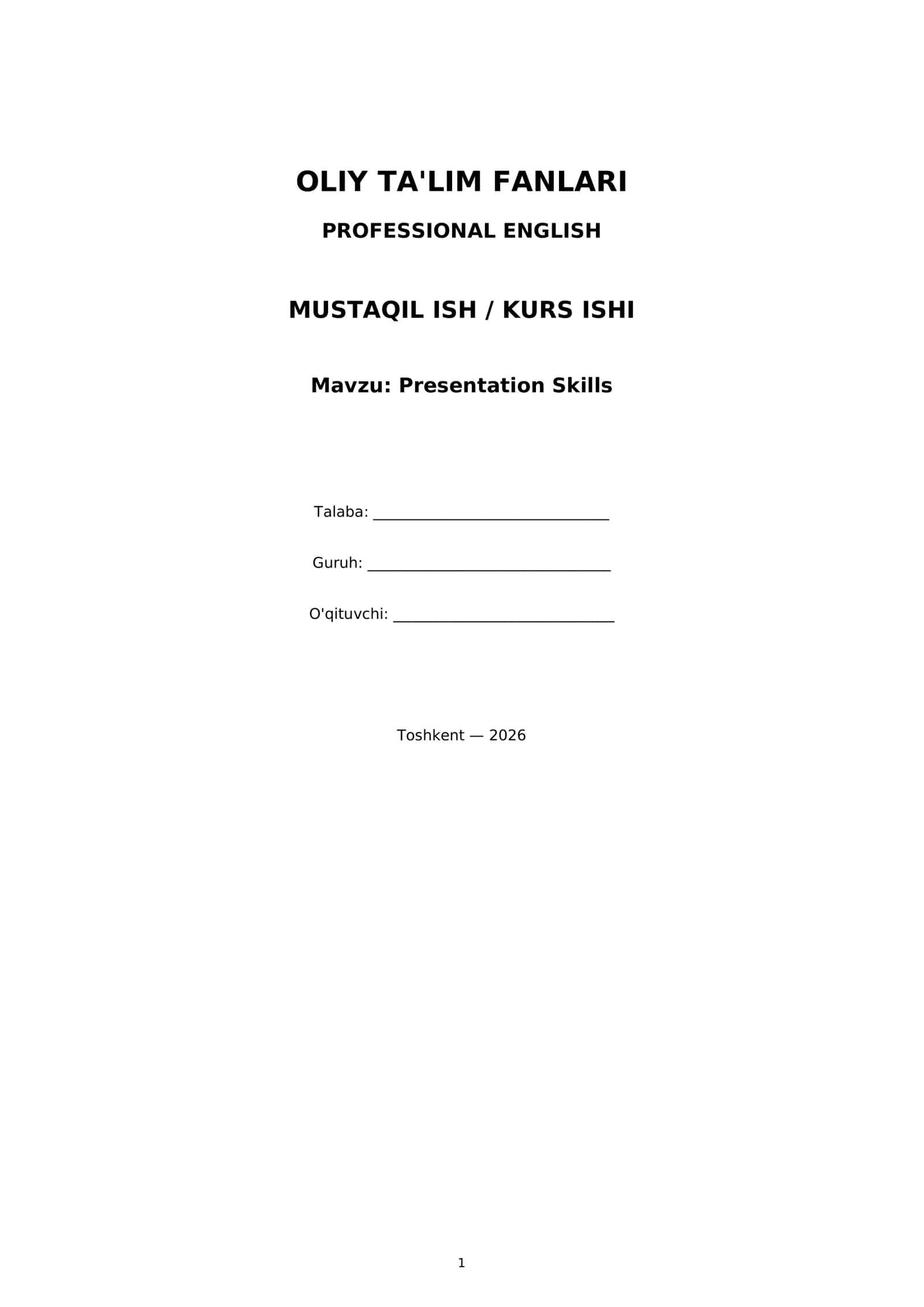 Presentation Skills 1