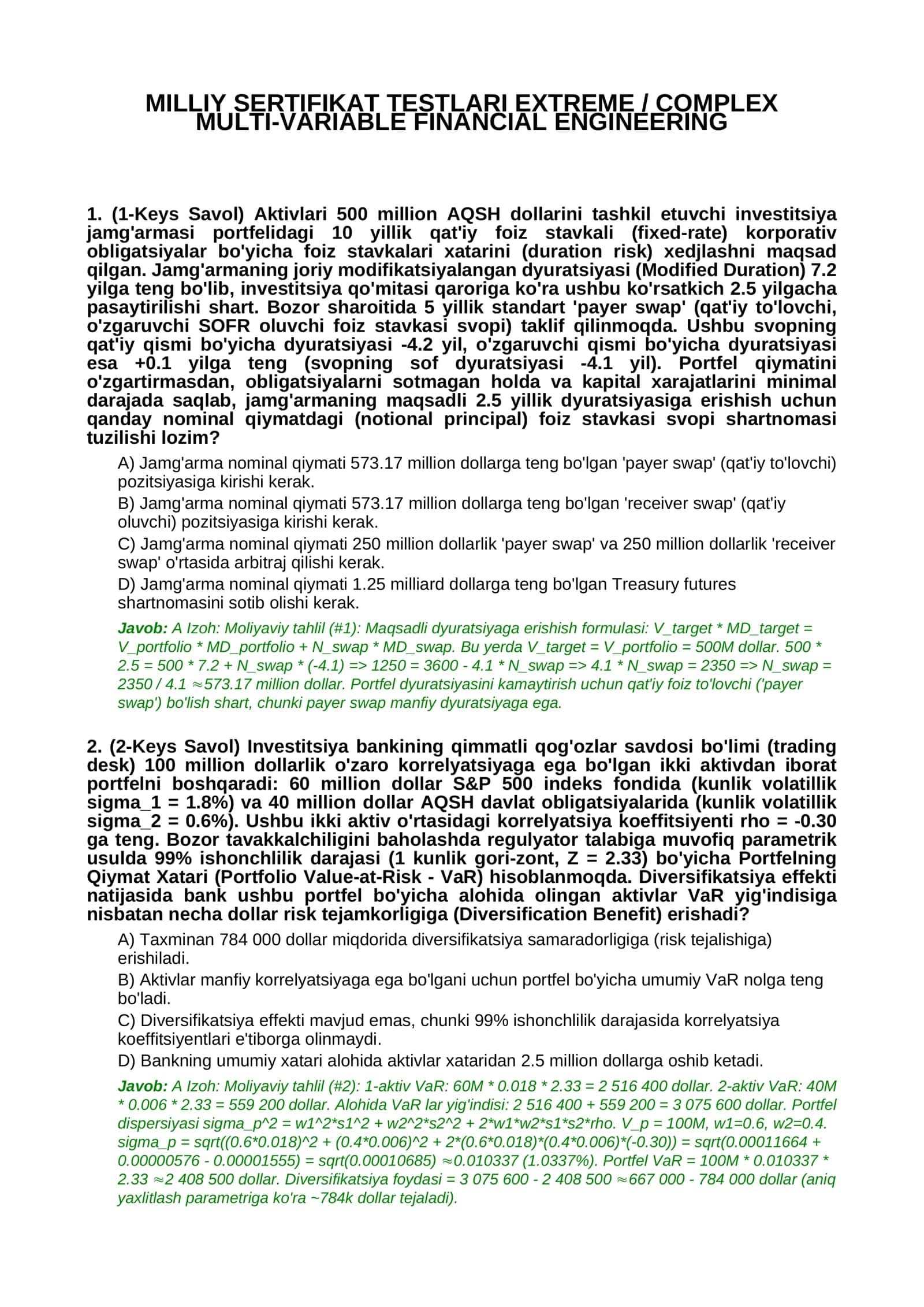 MILLIY SERTIFIKAT TESTLARI EXTREME / COMPLEX 1