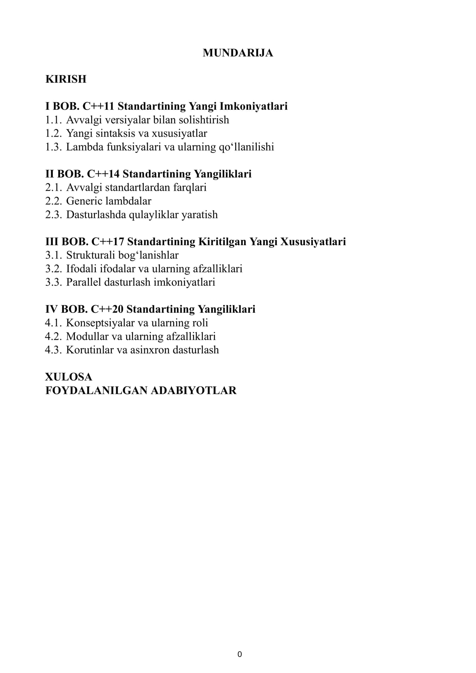 BOB. C++20 Standartining Yangiliklari 1