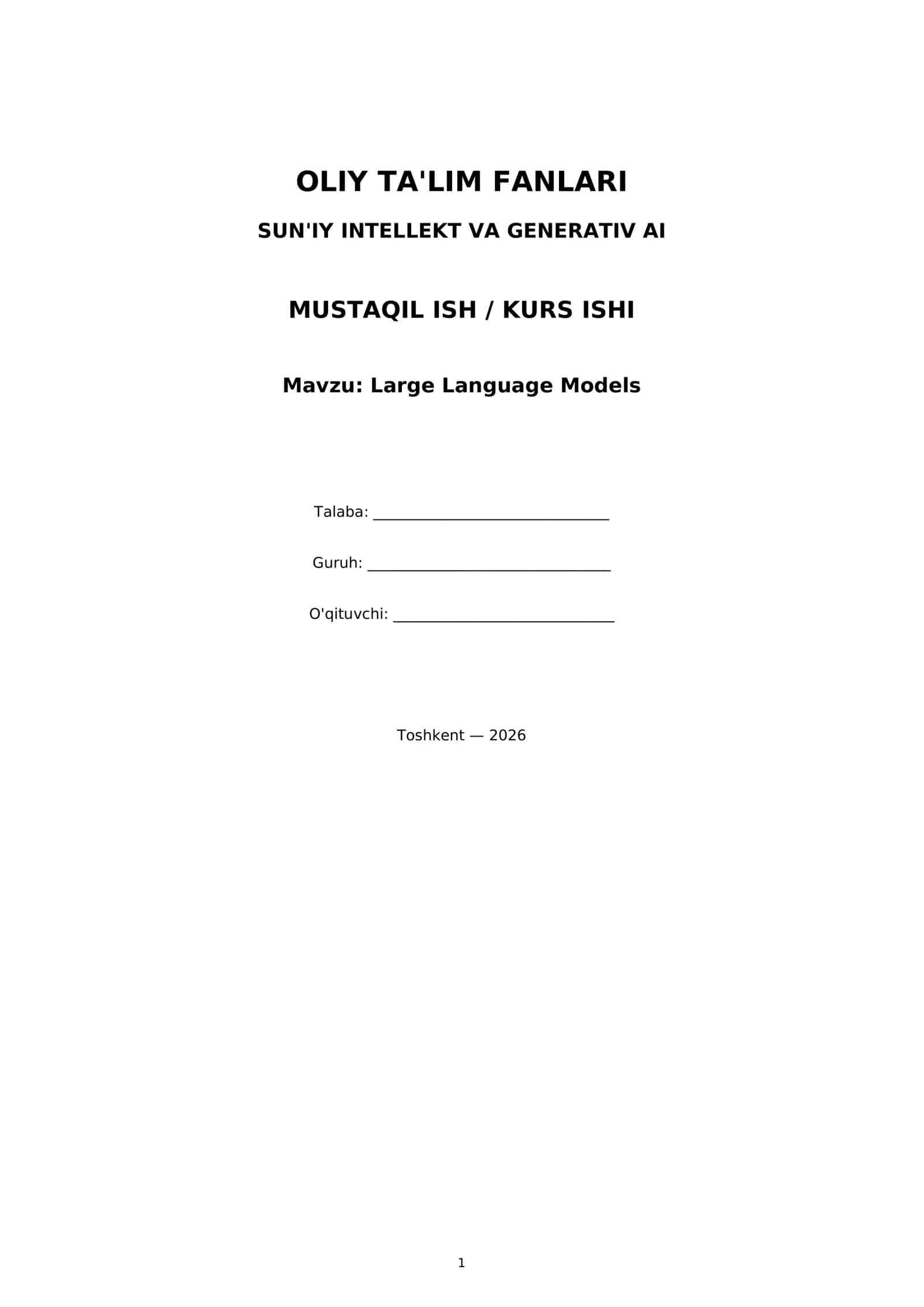 Large Language Models 1