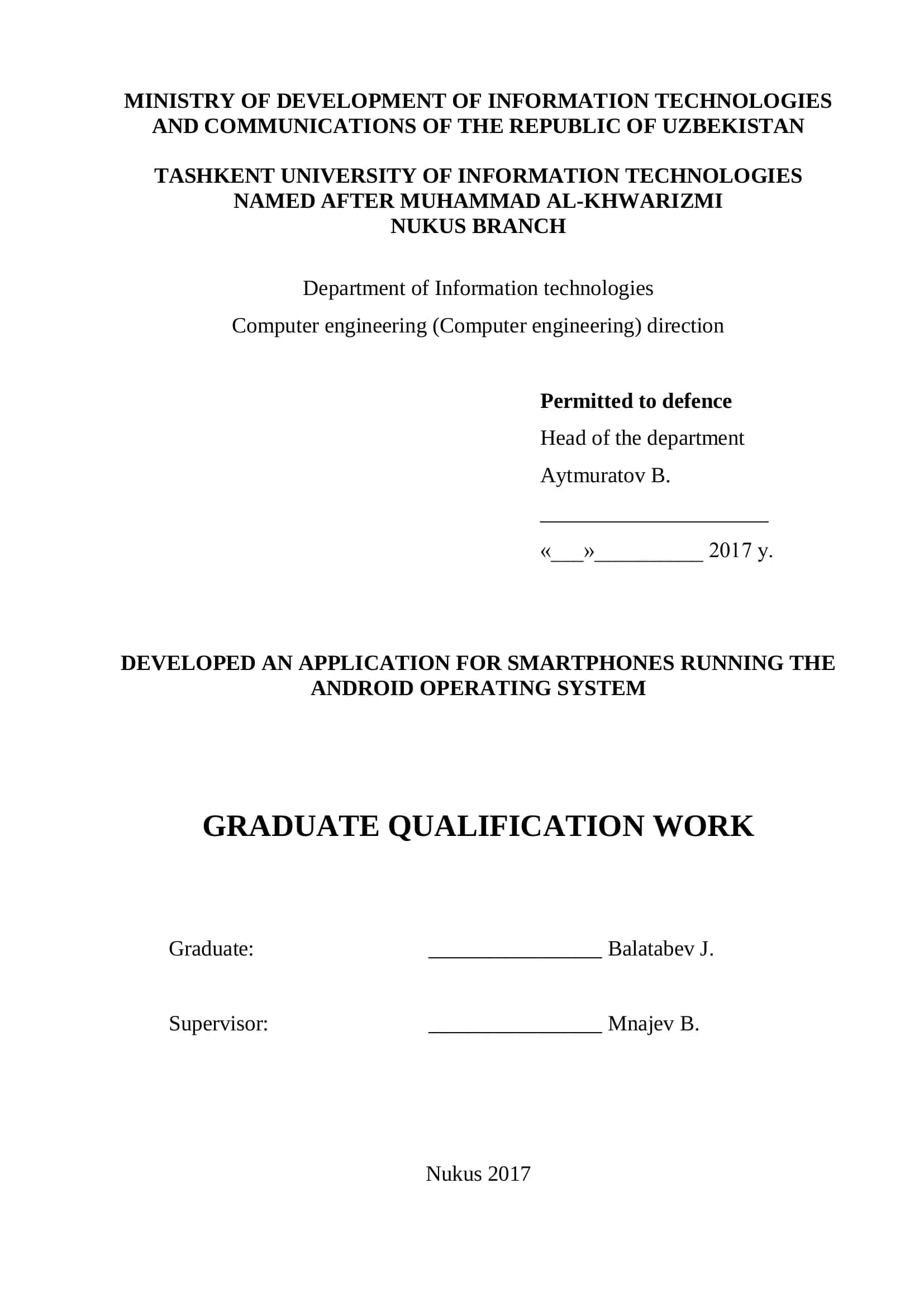 Application for smartphones running the Android operating system 1