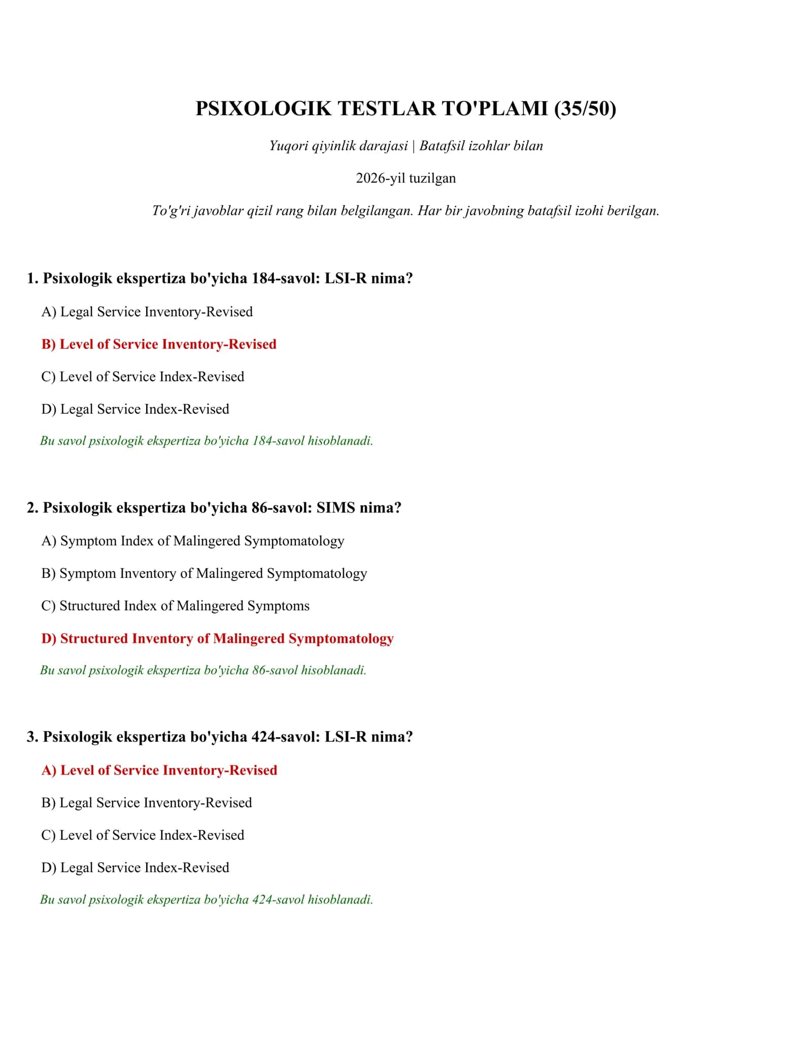 PSIXOLOGIK TESTLAR TO'PLAMI (35/50) 1