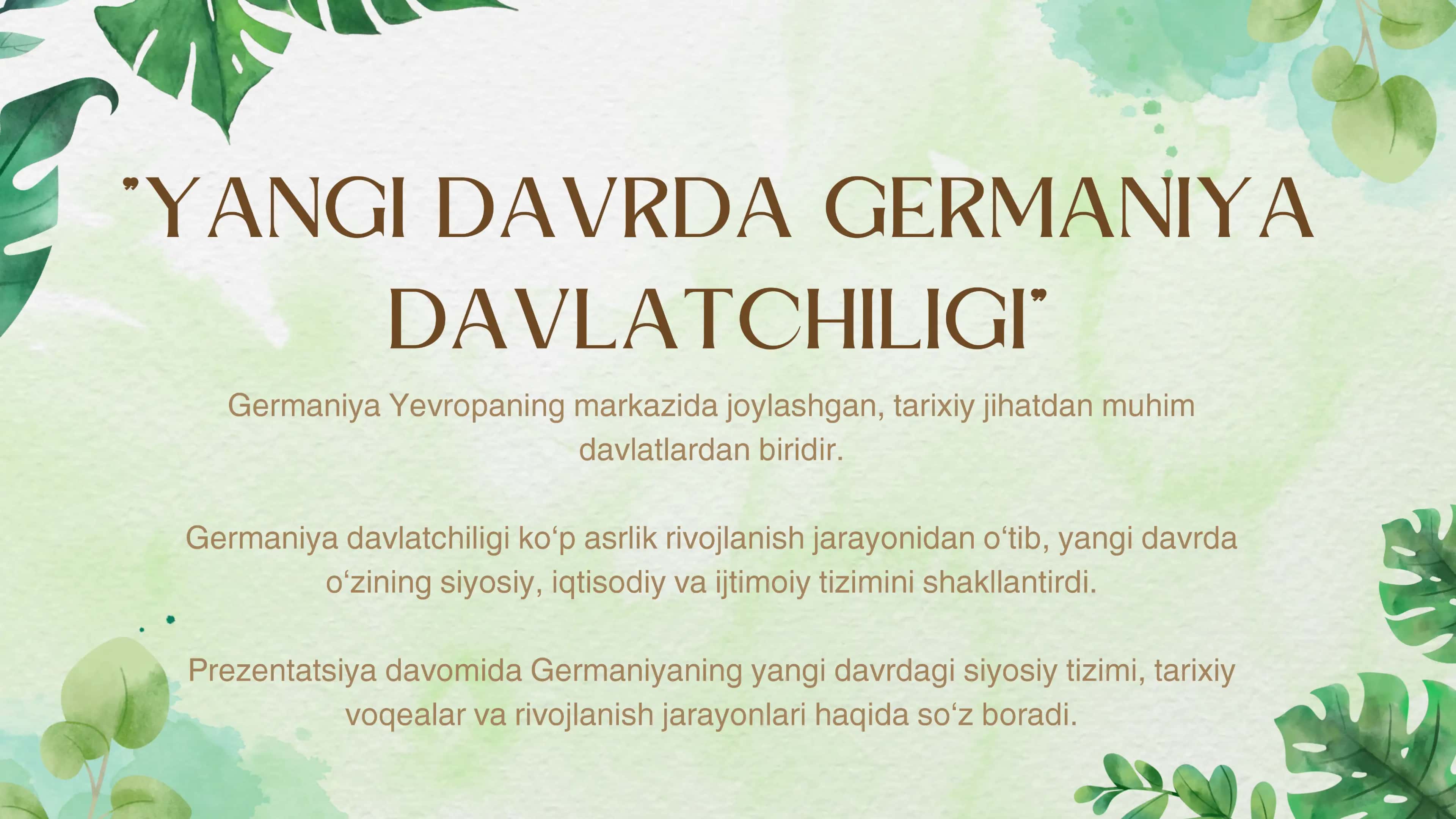 Yangi davrda Germaniya davlatchiligi 1