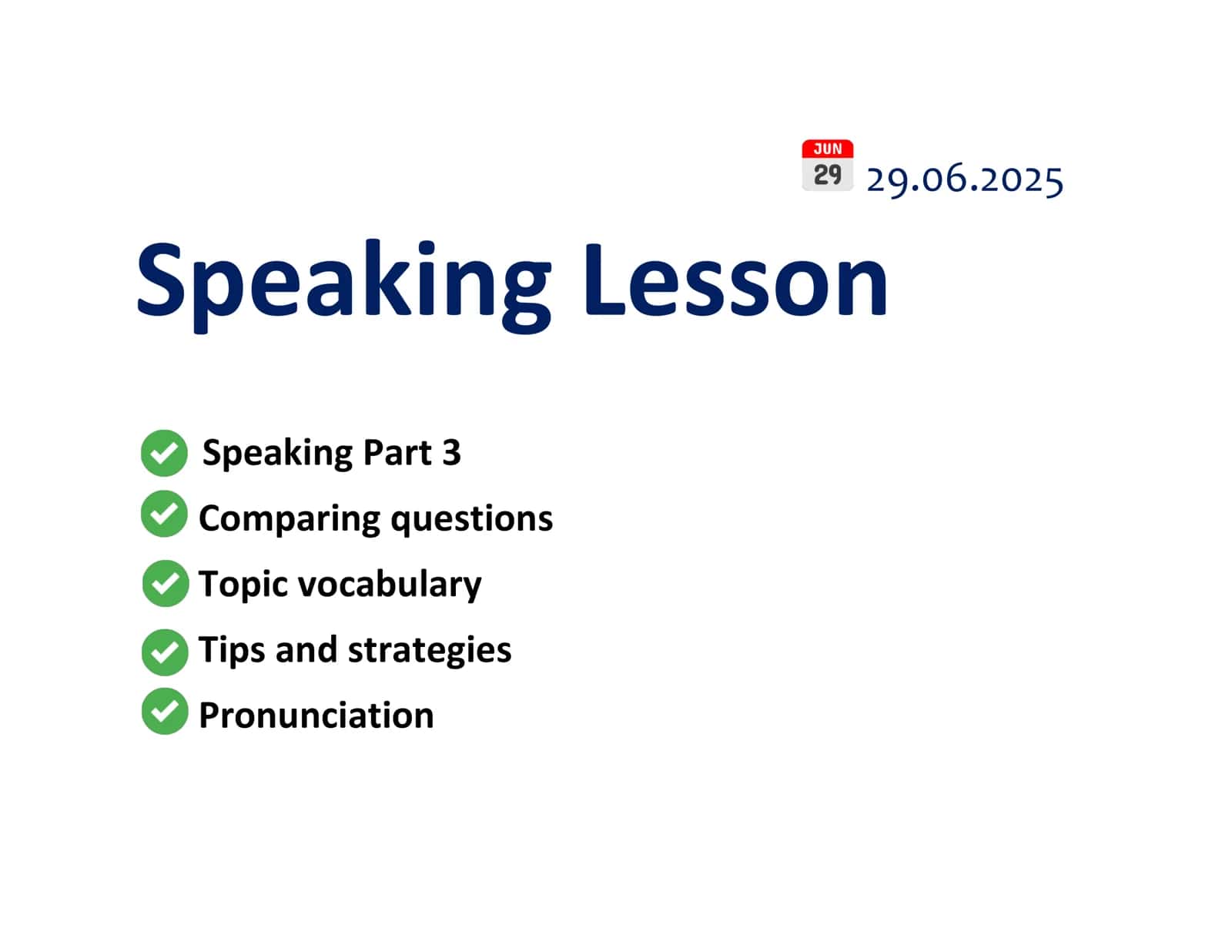 Speaking Lesson 1