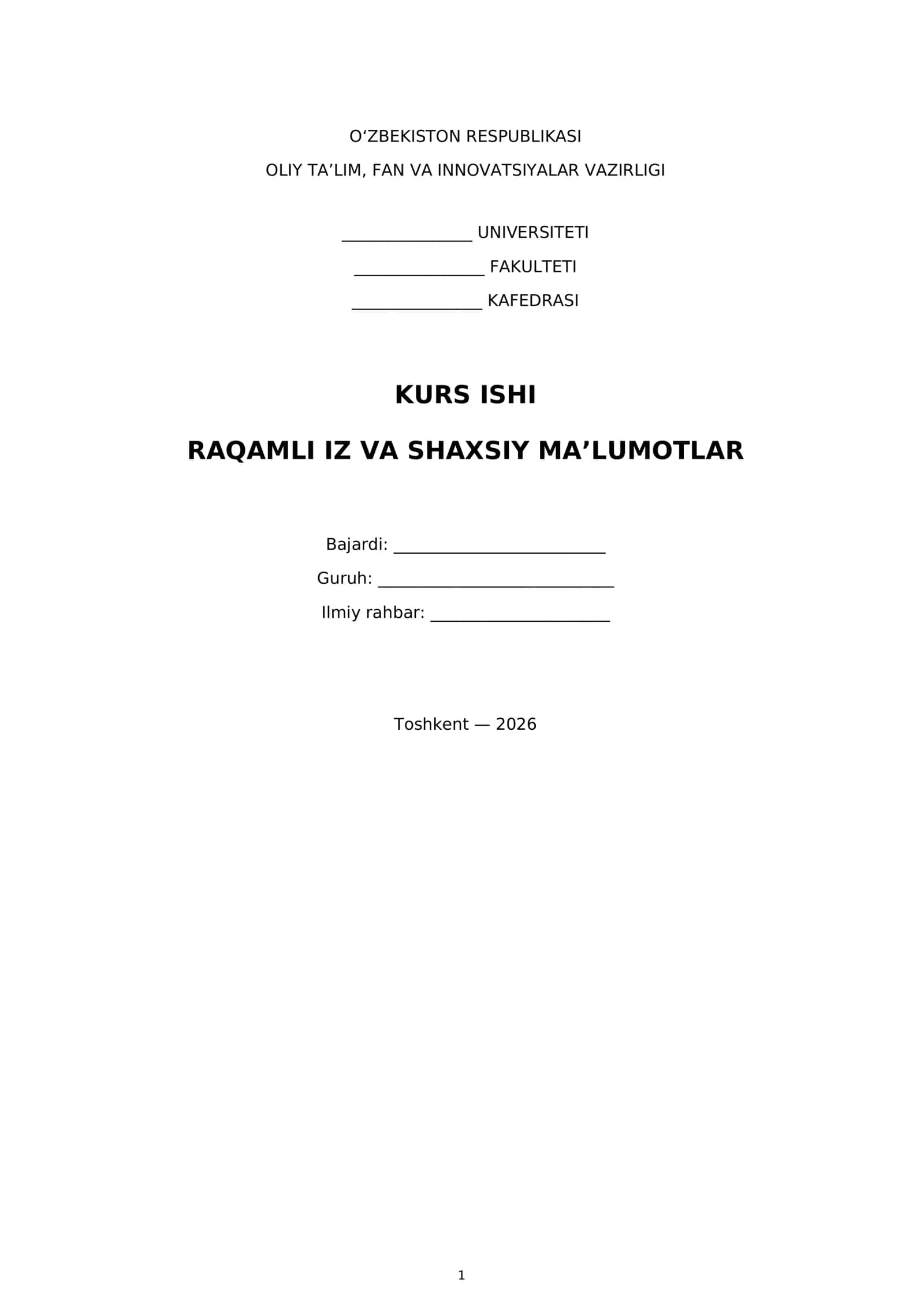RAQAMLI IZ VA SHAXSIY MA’LUMOTLAR 1
