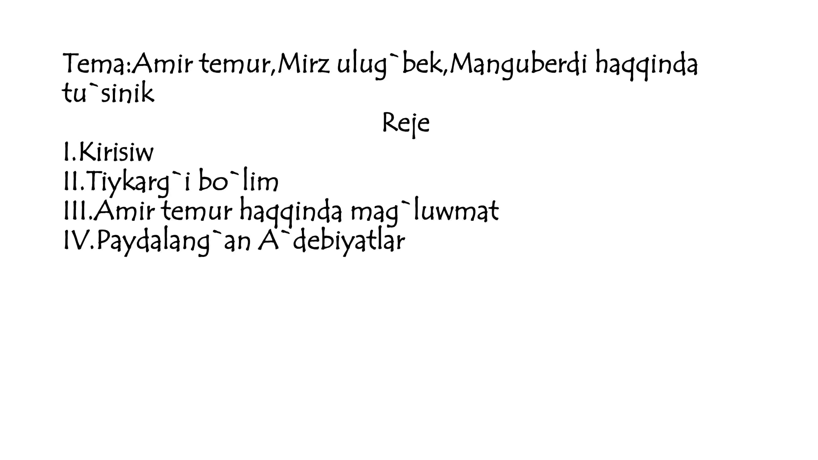 Amir Temur Haqida Tushinik 1