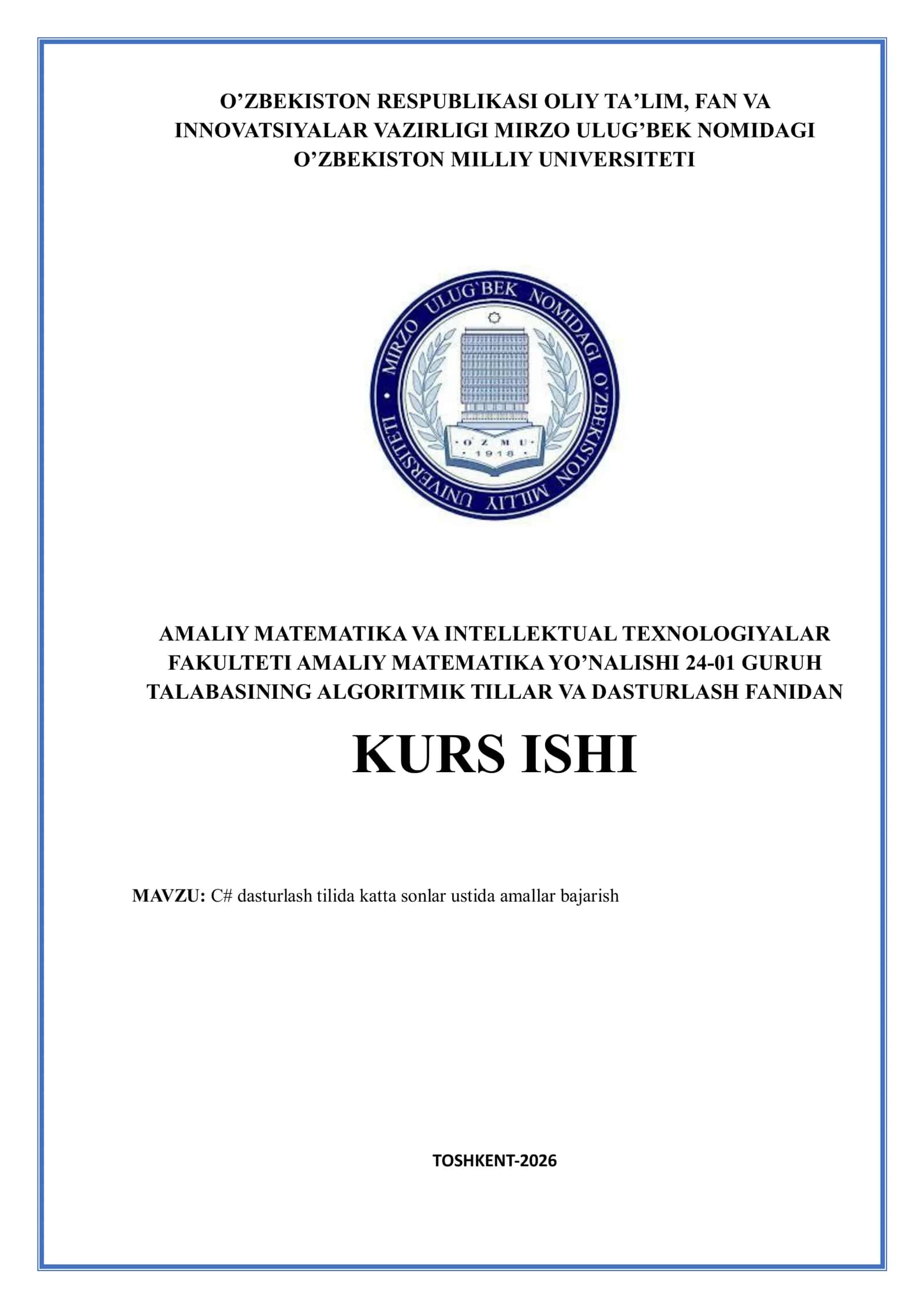 C# dasturlash tilida katta sonlar ustida amallar bajarish 1