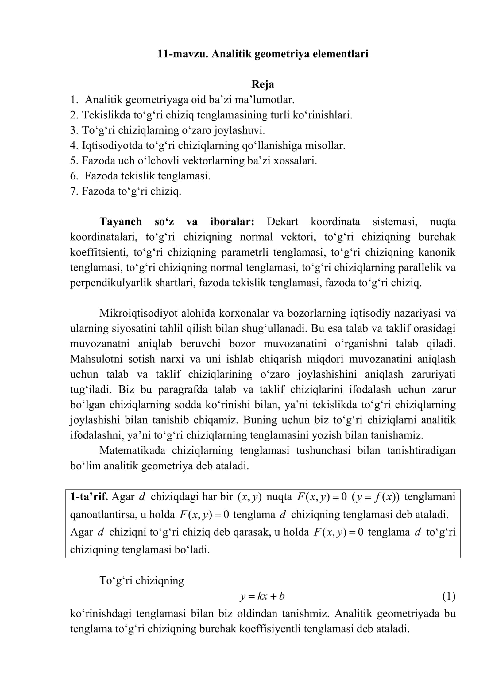 Analitik geometriya elementlari 1