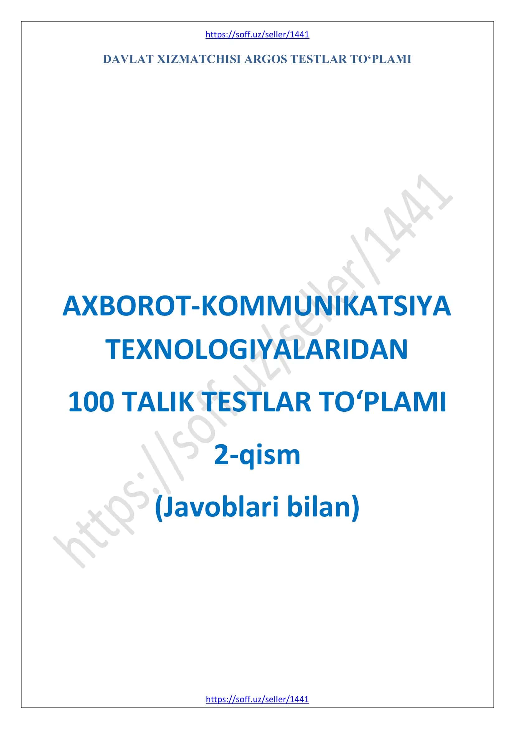 ARGOS test Axborot-kommunikatsiya texnologiyalari 2-qism 1