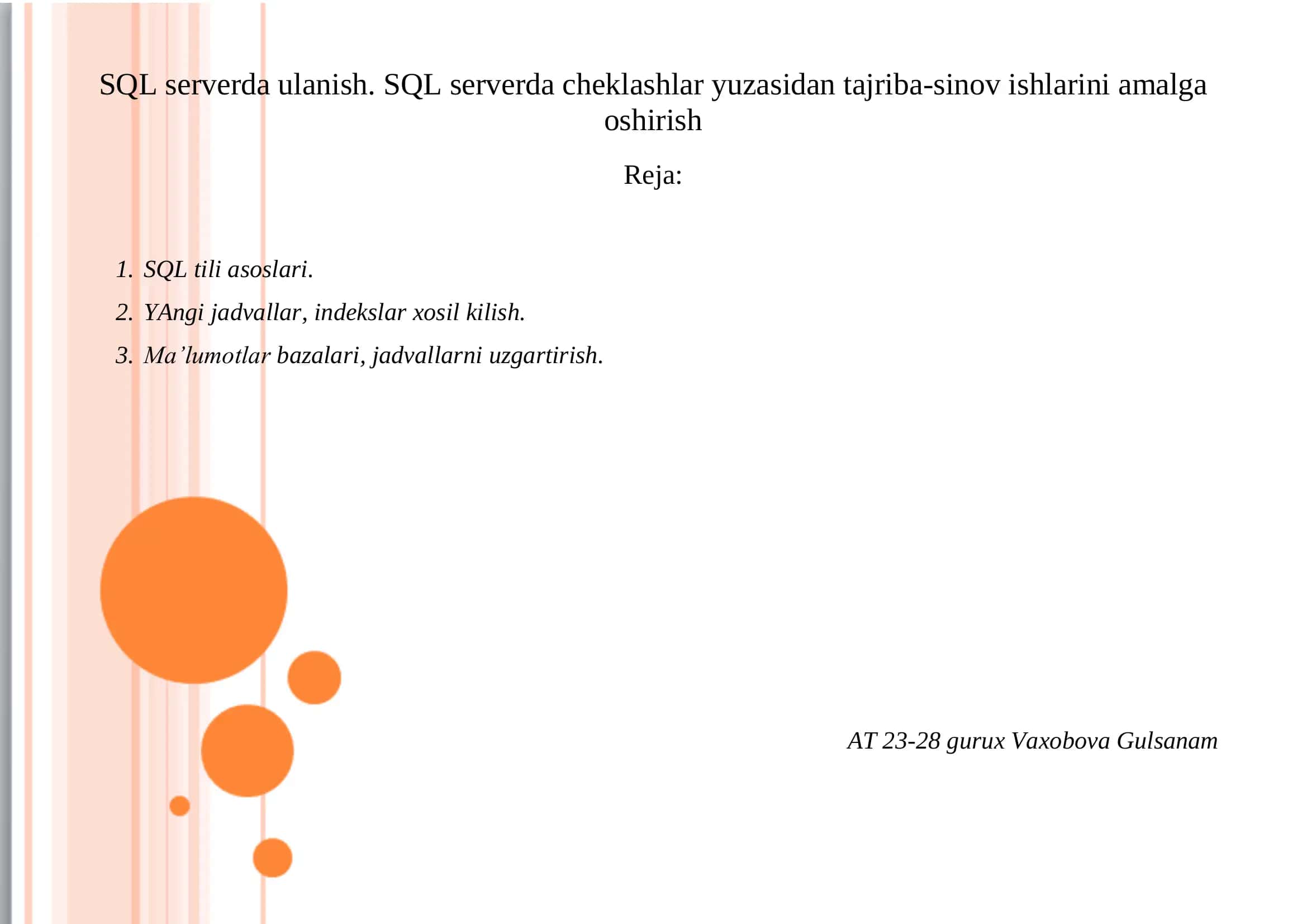 SQL serverda ulanish 1