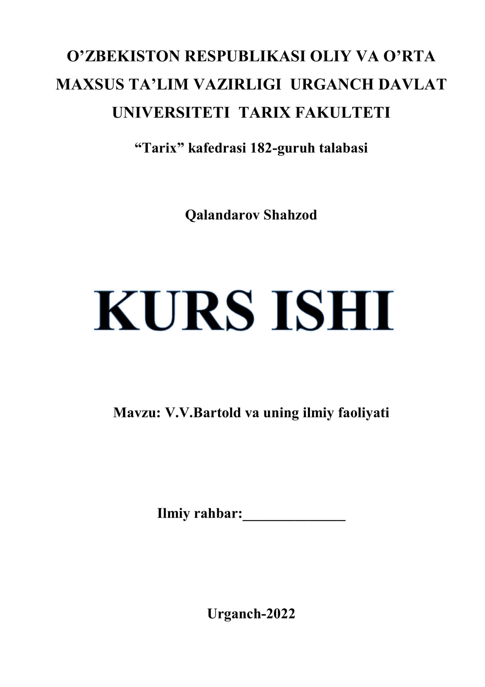 V.V.Bartold va uning ilmiy faoliyati 1