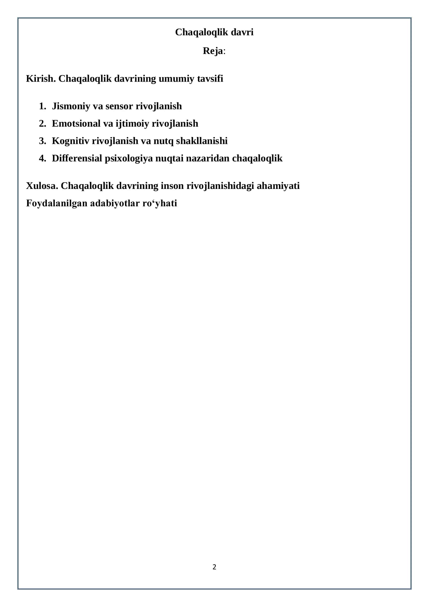 Chaqaloqlik davri 1
