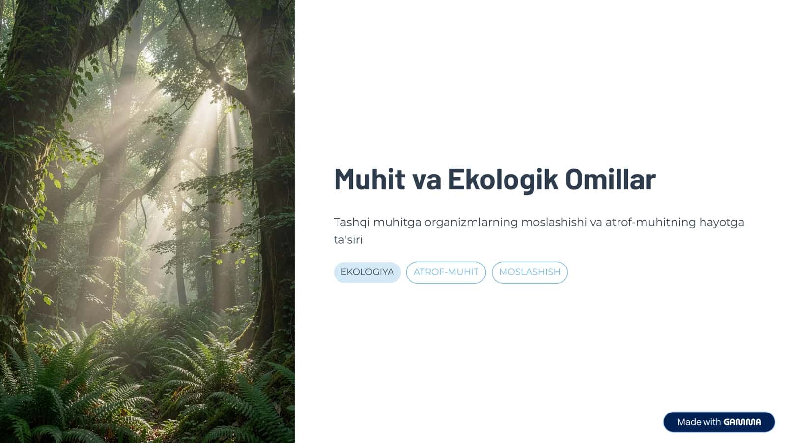 Muhit va Ekologik Omillar 1