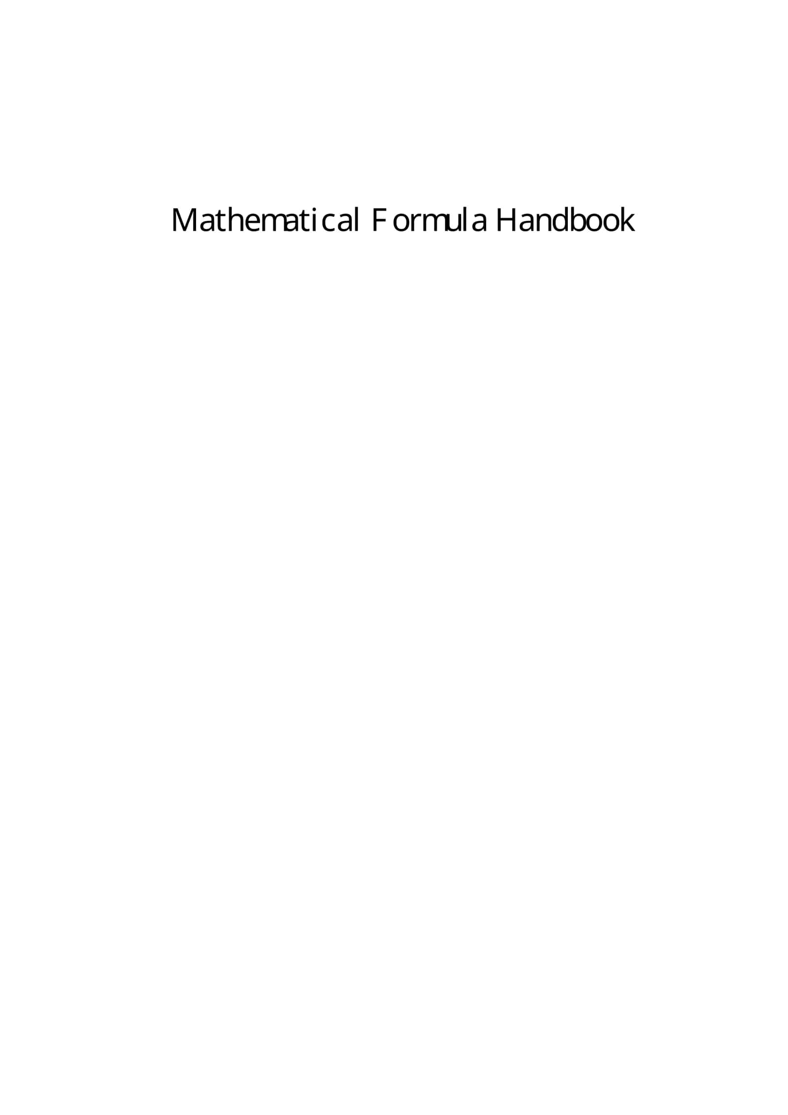 Mathematical Formula Handbook 1