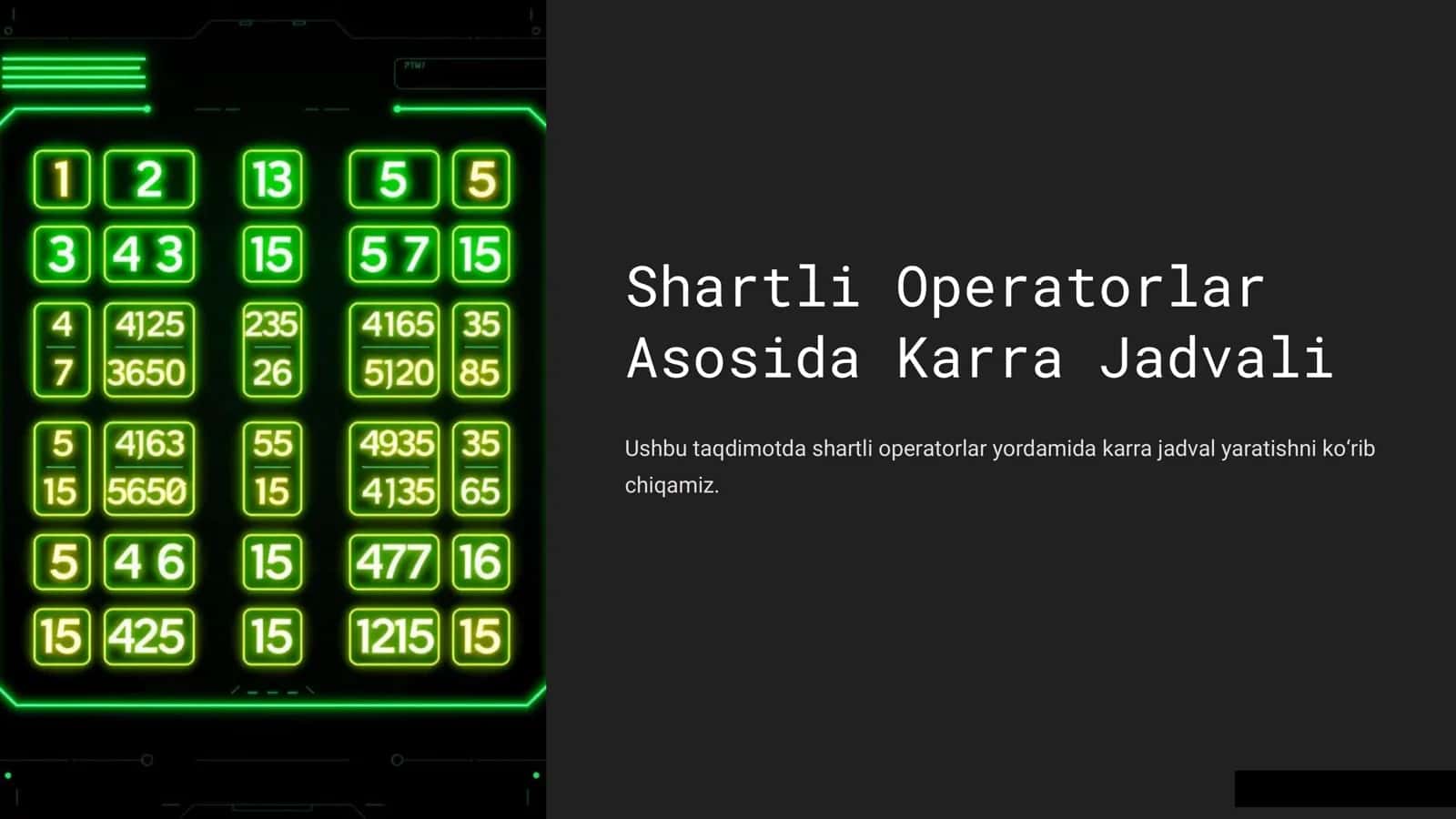 Shartli Operatorlar 1