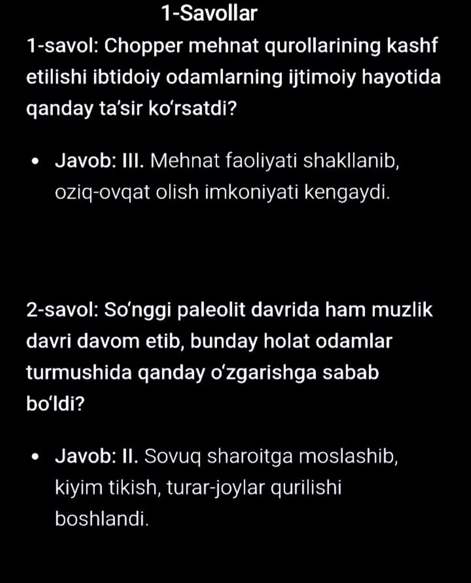 11-sinf Oʻzbekiston Tarixi imtihon javoblari 2026 1