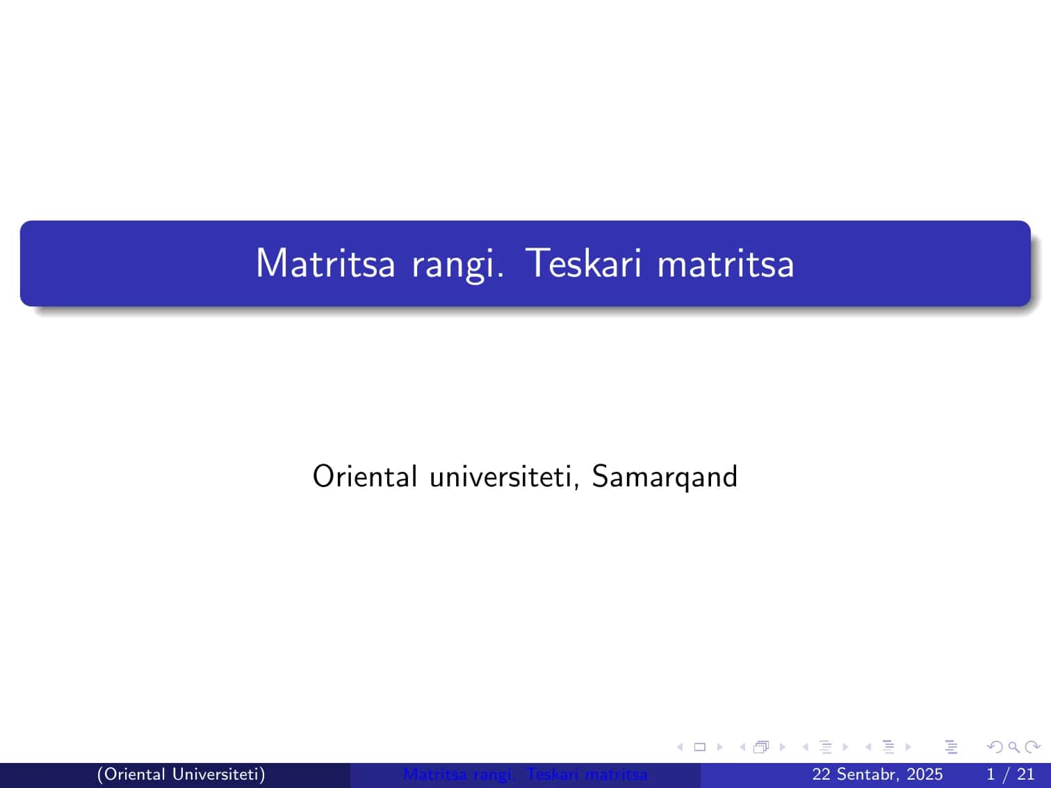 Matritsa rangi. Teskari matritsa 1