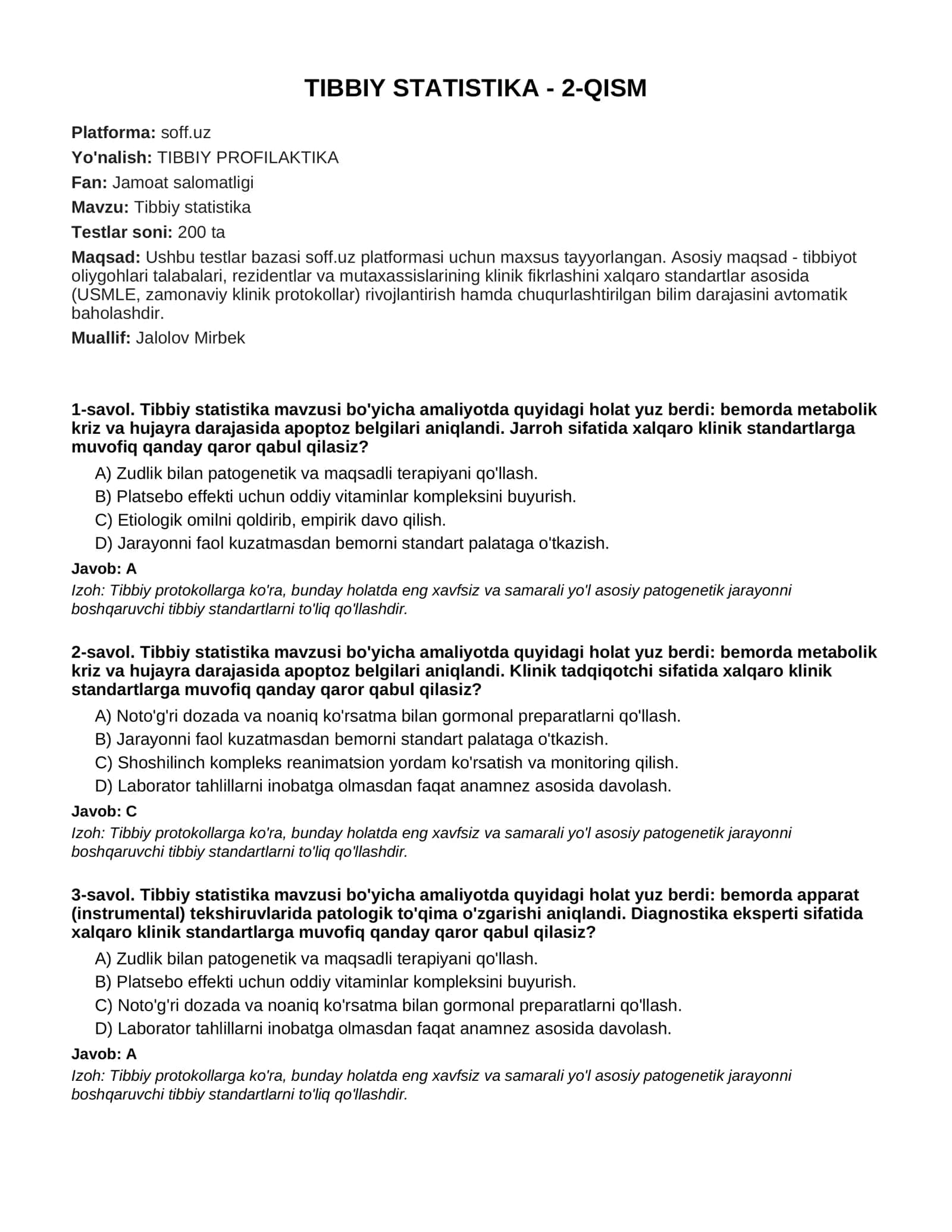 TIBBIY STATISTIKA - 2-QISM 1
