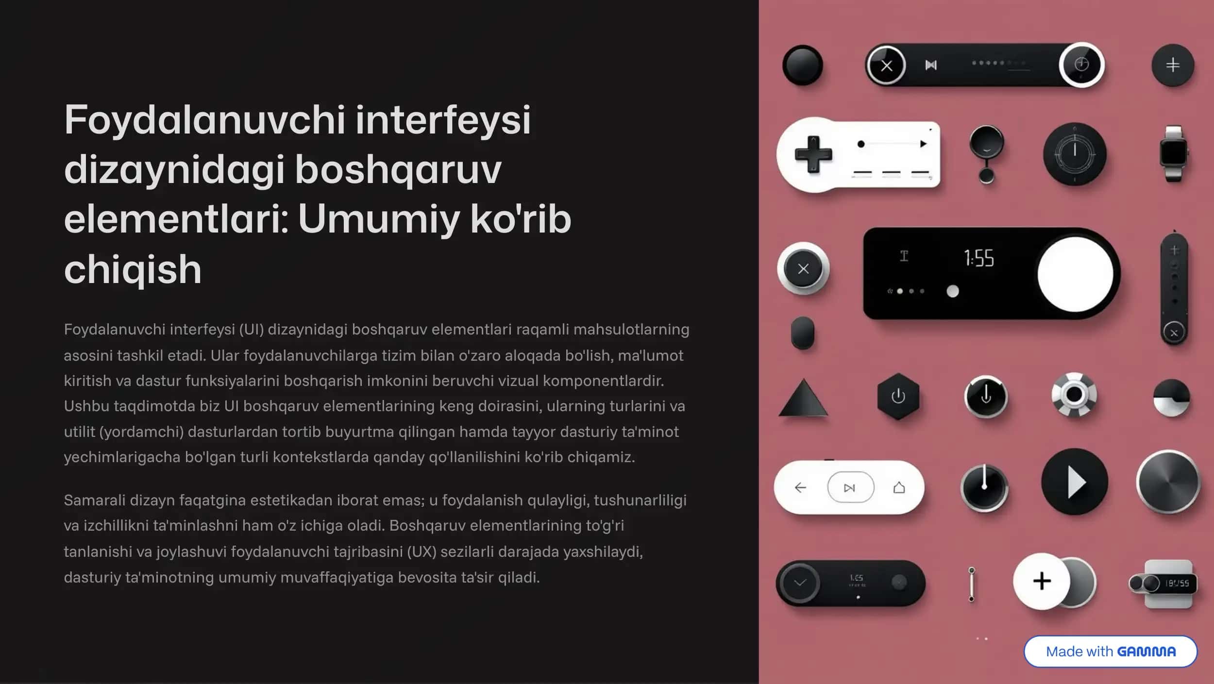 Foydalanuvchi interfeysi dizaynidagi boshqaruv elementlari 1