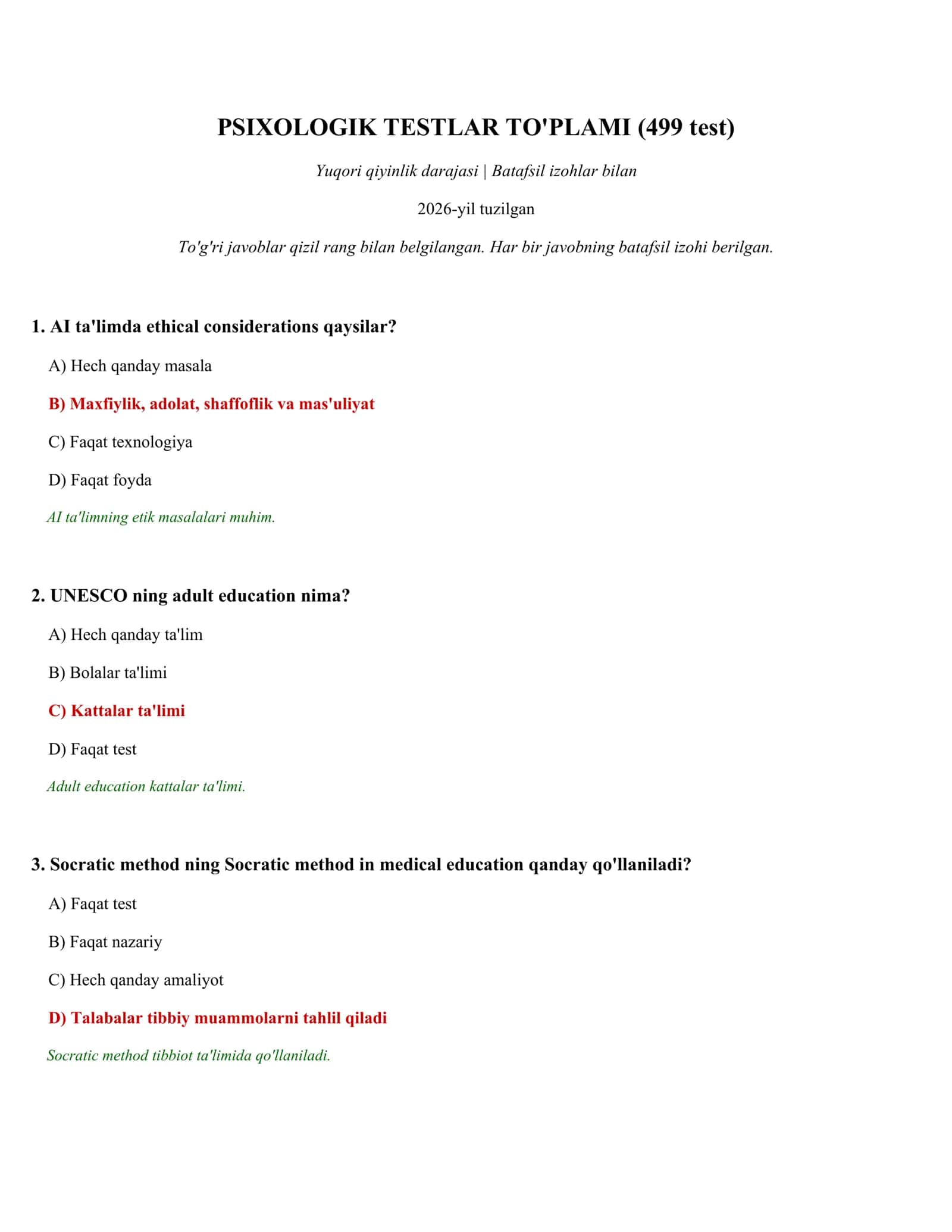 PSIXOLOGIK TESTLAR TO'PLAMI (499 test) 1