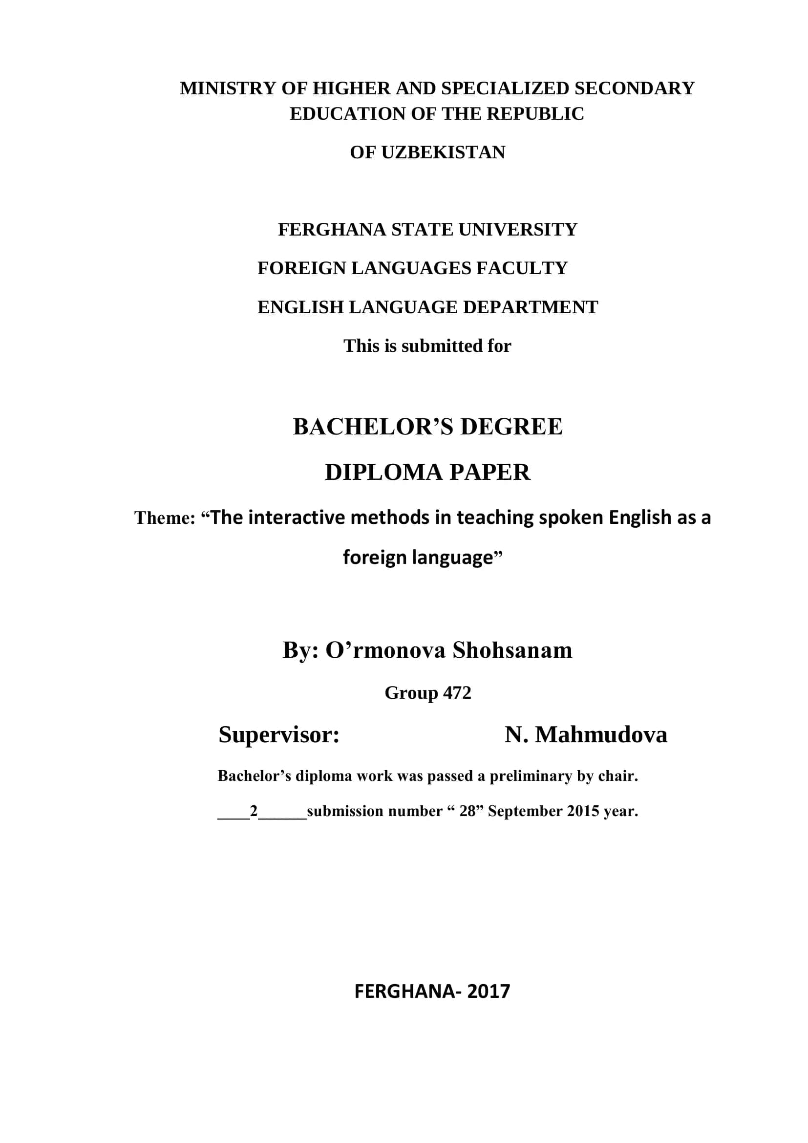 The interactive methods in teaching spoken English as a foreign language 1