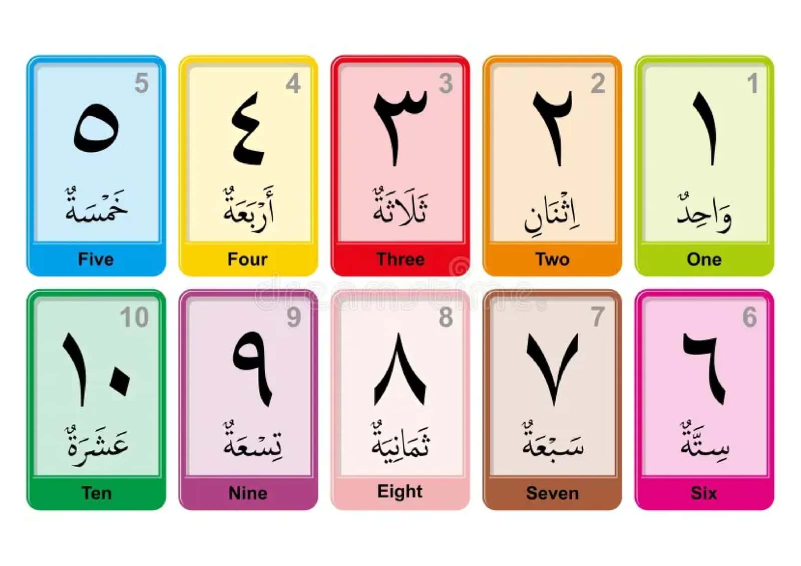 CARDS Arab tilida raqamlar 1