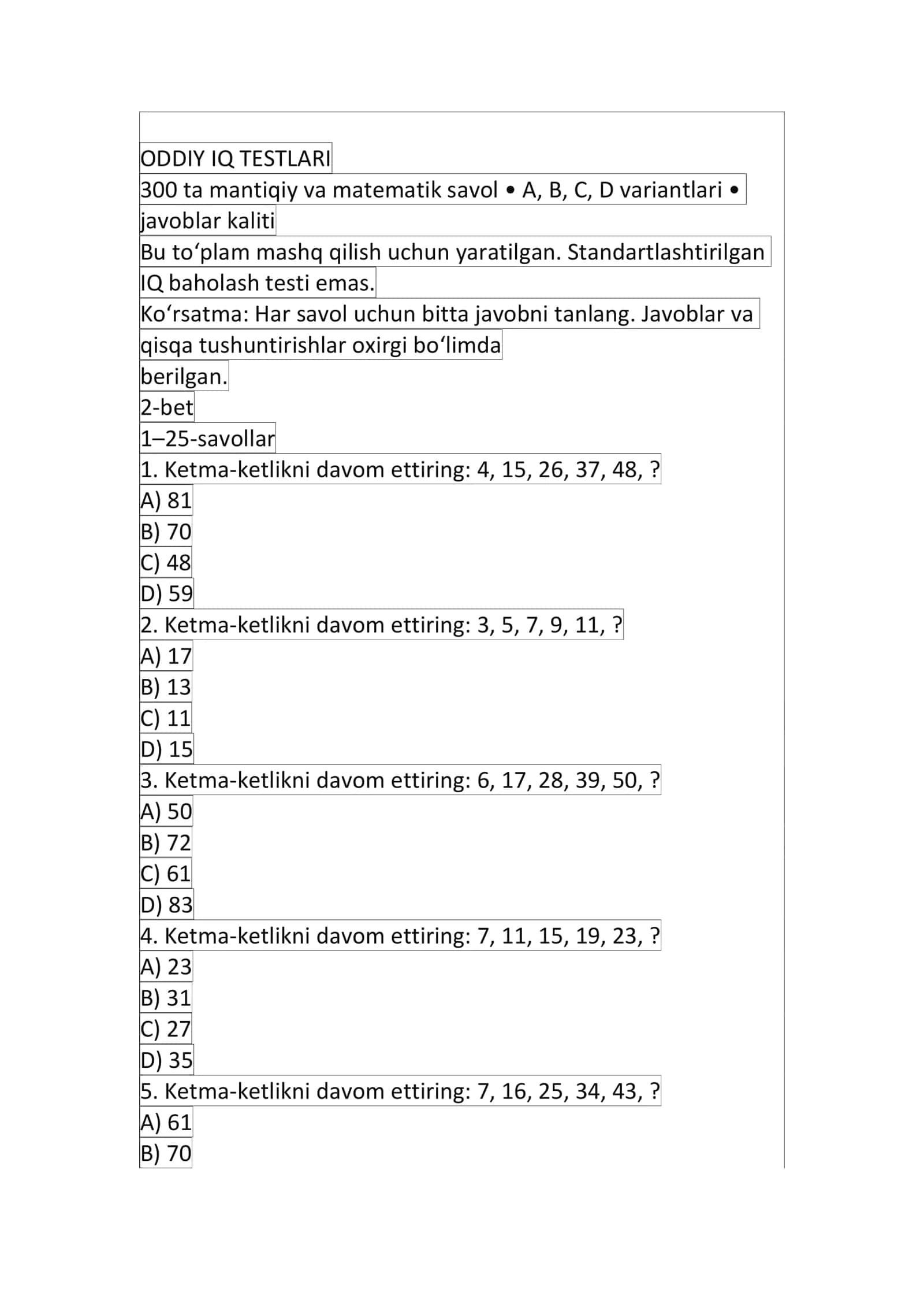 Iq test 1