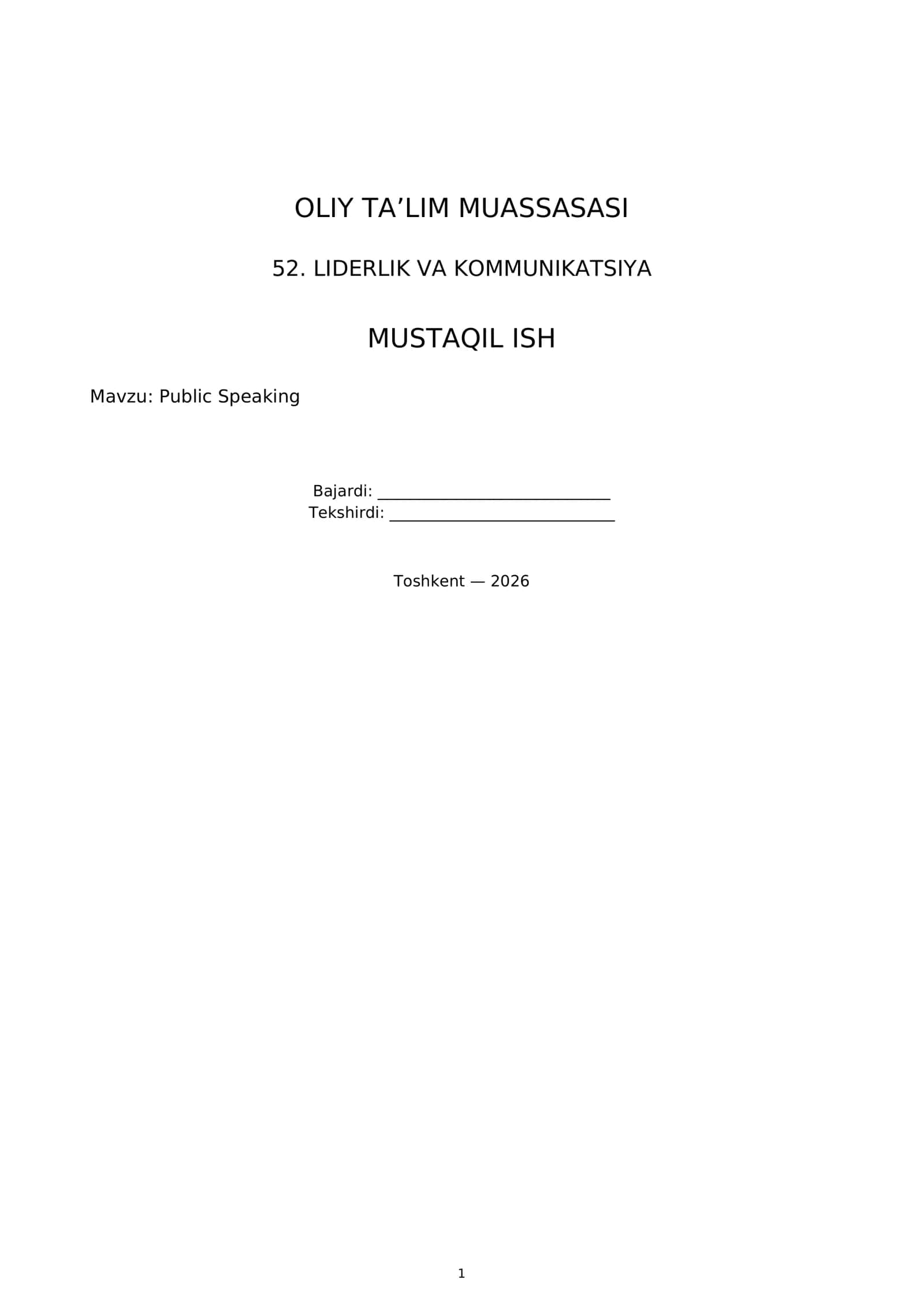 Public Speaking 1