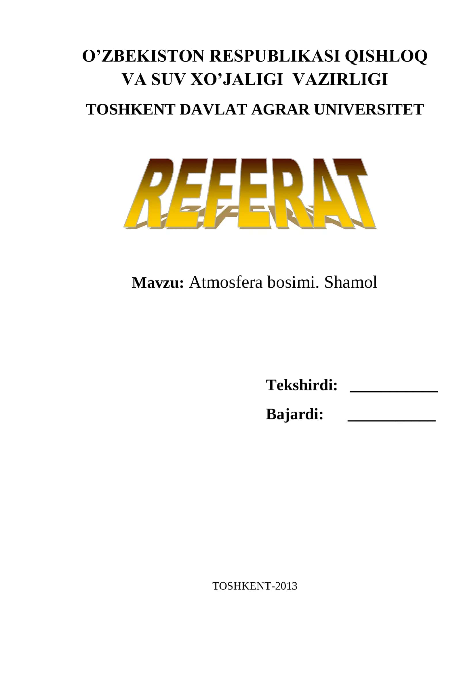 Atmosfera bosimi. Shamol 1