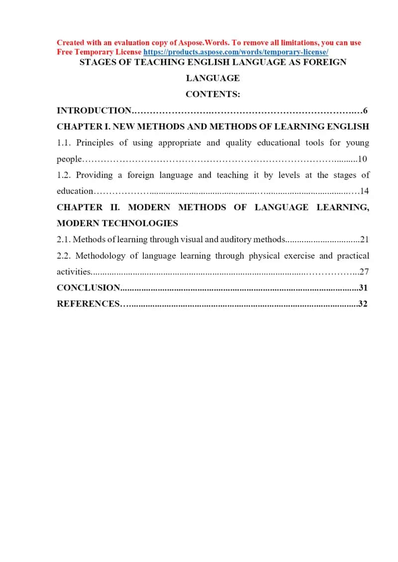 STAGES OF TEACHING ENGLISH LANGUAGE AS FOREIGN LANGUAGE 1