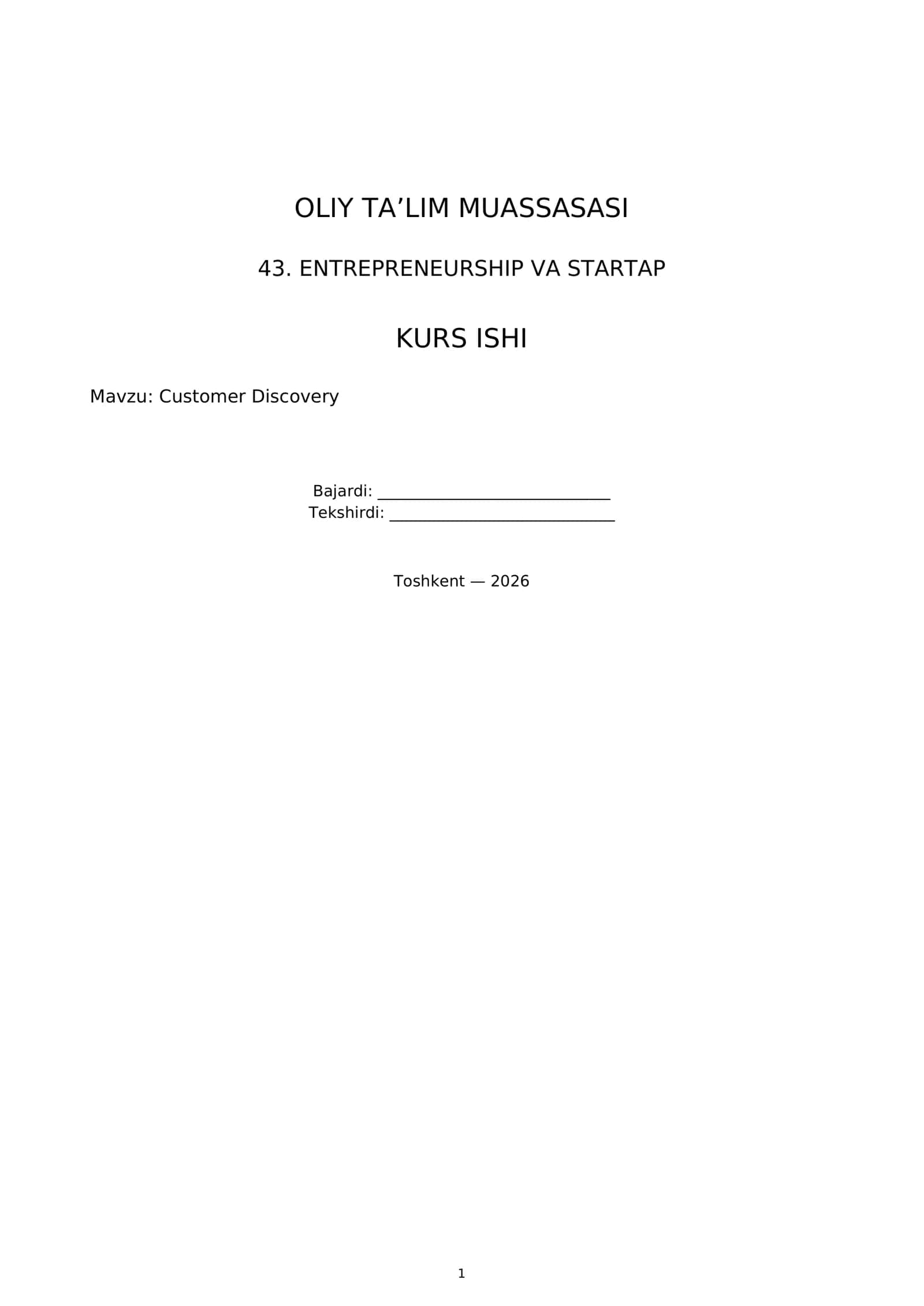 Customer Discovery 1