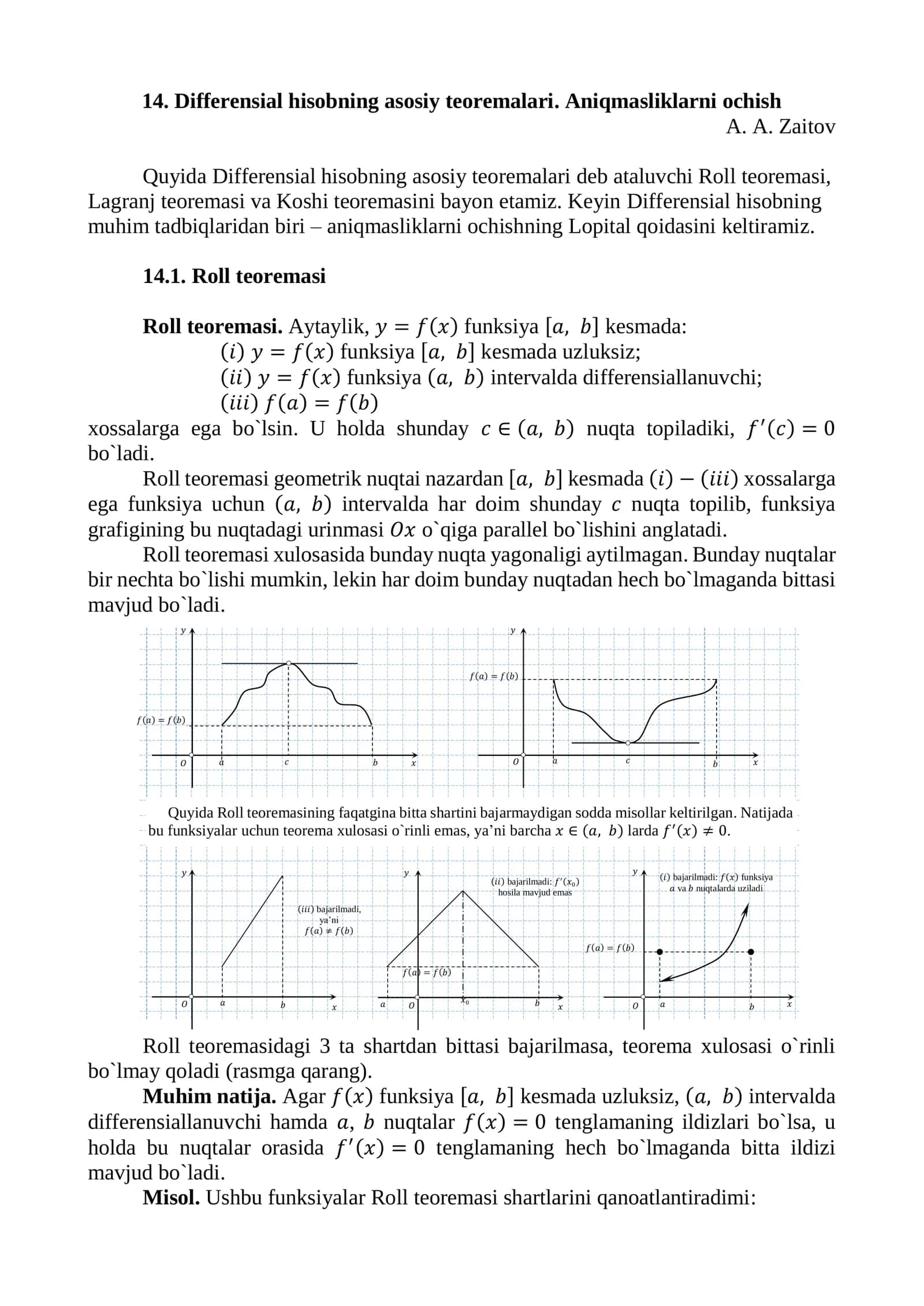 Differensial hisobning asosiy teoremalari 1