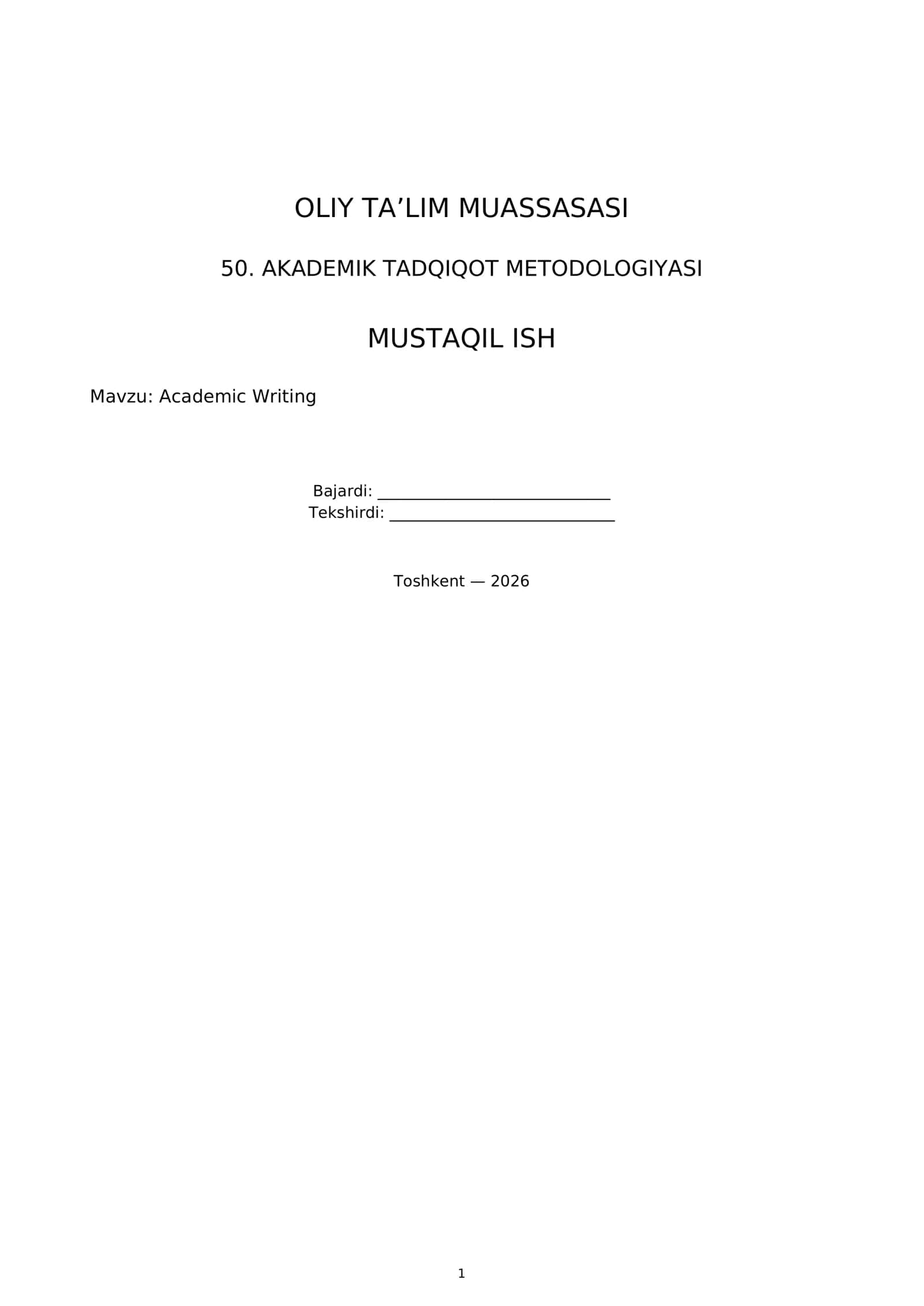 Academic Writing 1