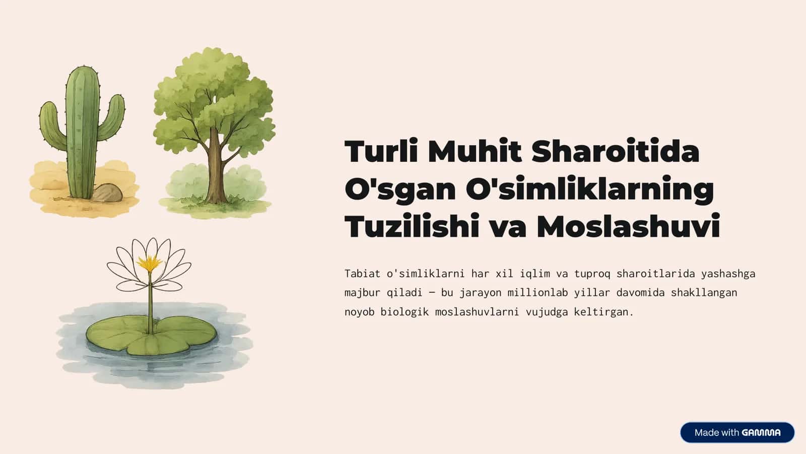 O'simliklar va Yashash Muhitining Ta'siri 1