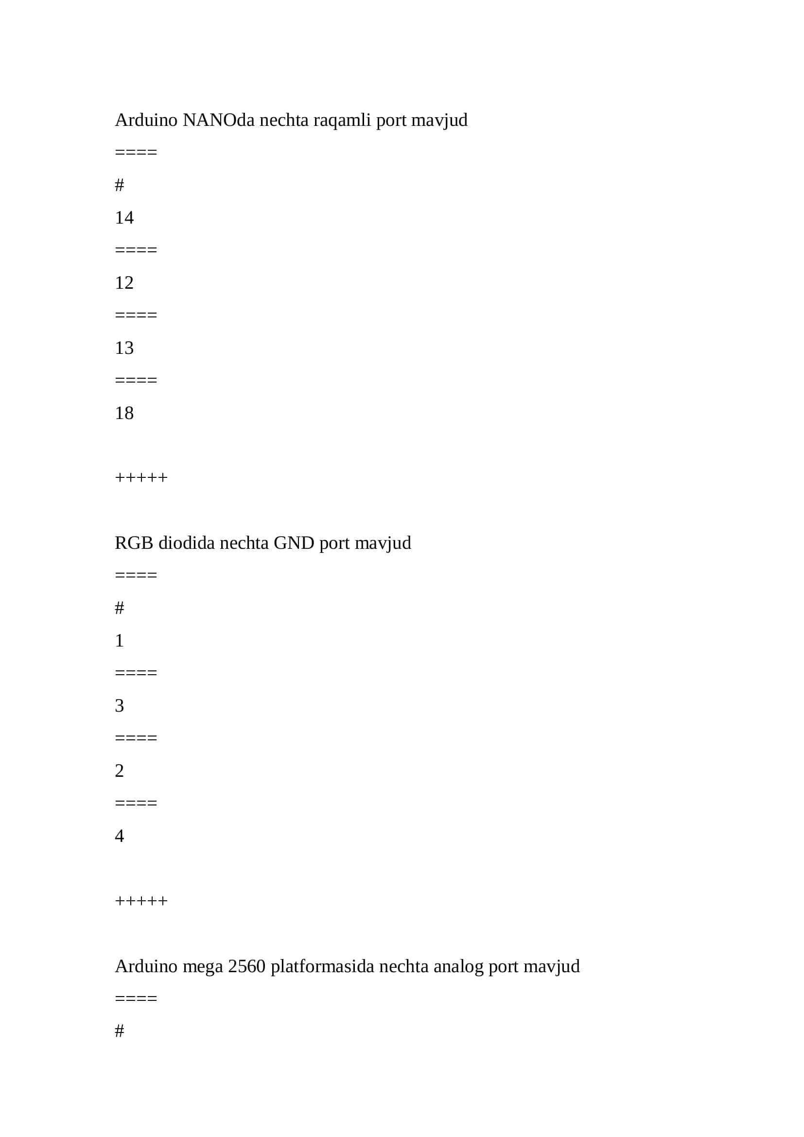 O'rnatilgan tizimlar test savollari javoblari 1