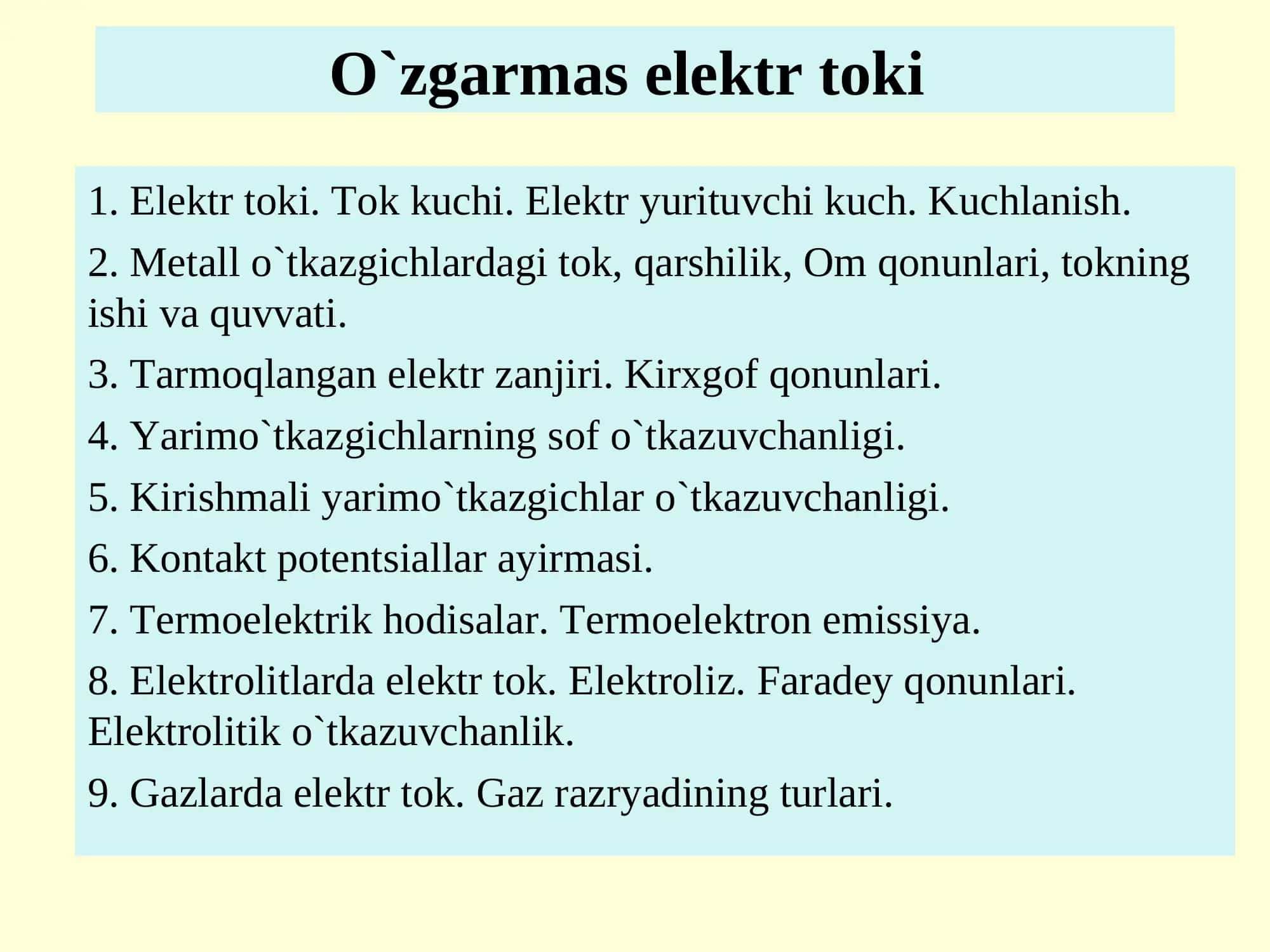O`zgarmas elektr toki 1