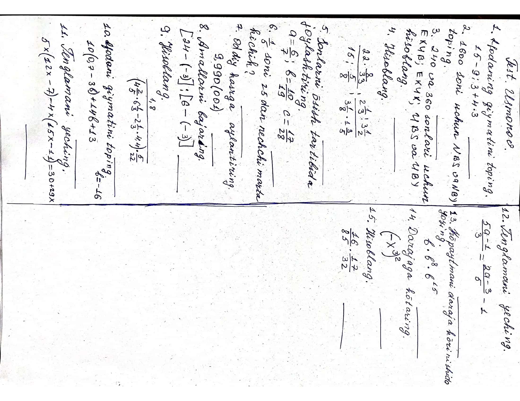 matematika test 1